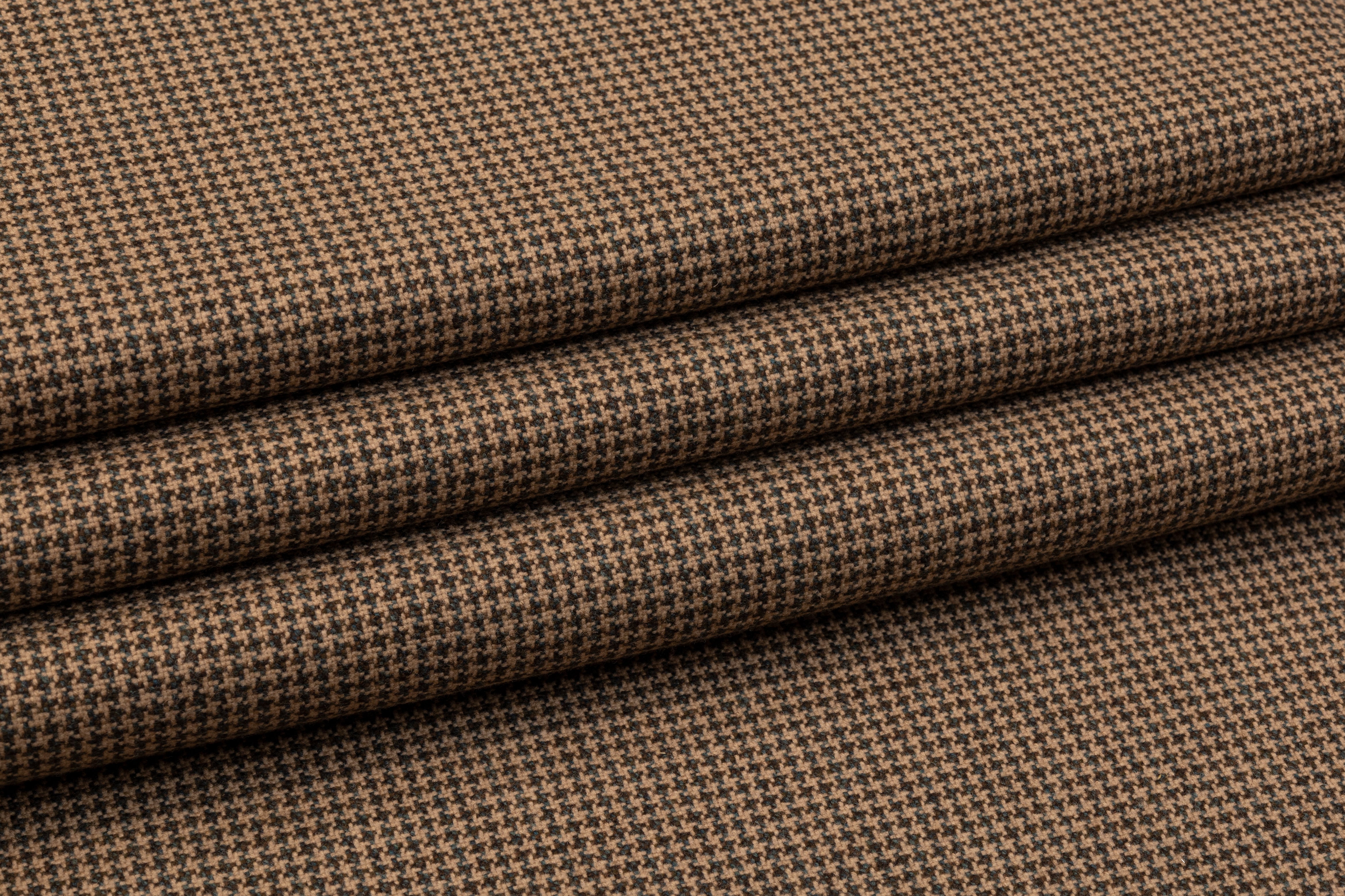 Houndstooth Italian Wool Tweed - Brown
