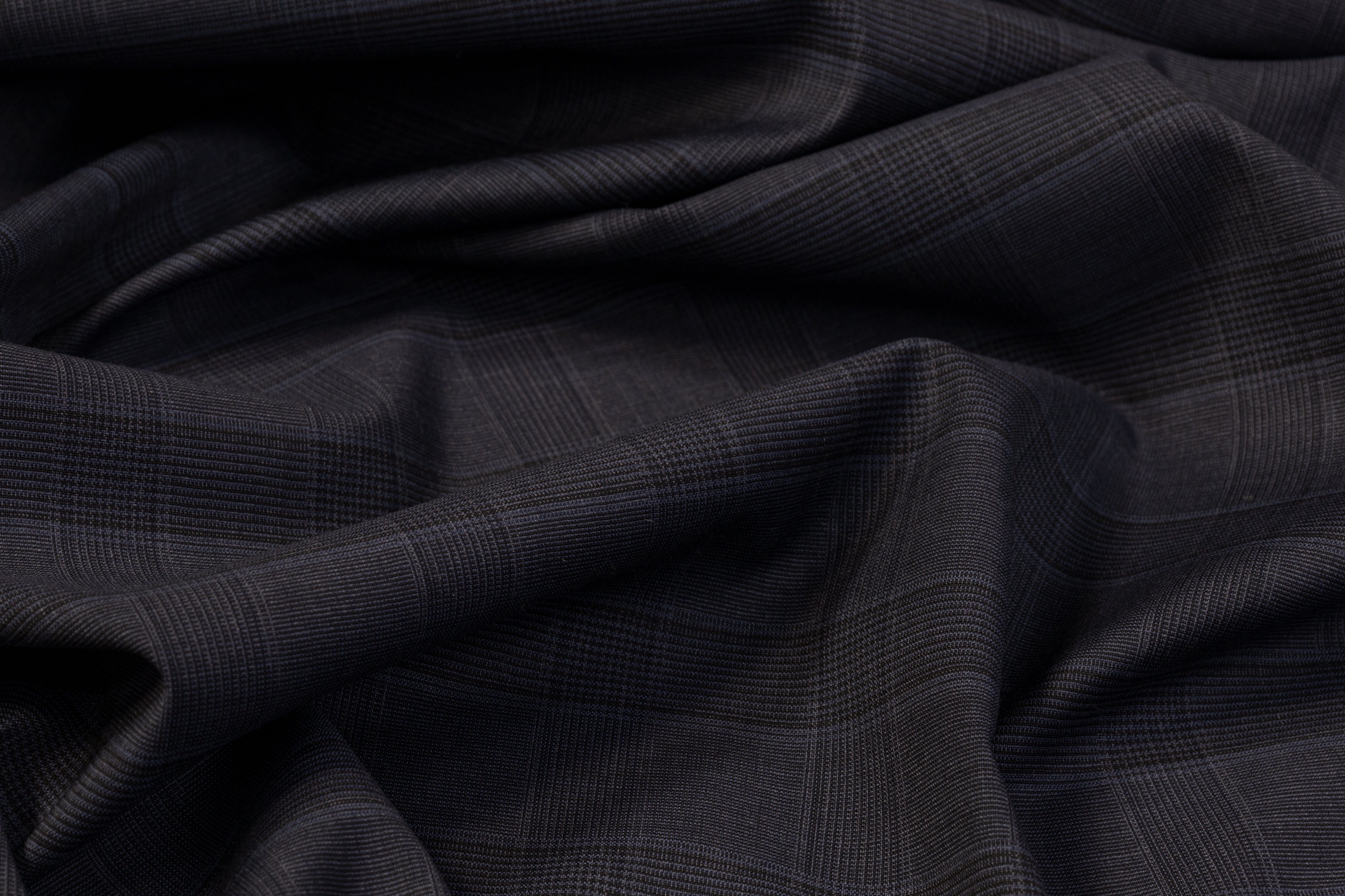 Glen Check Italian Wool Suiting - Dark Navy