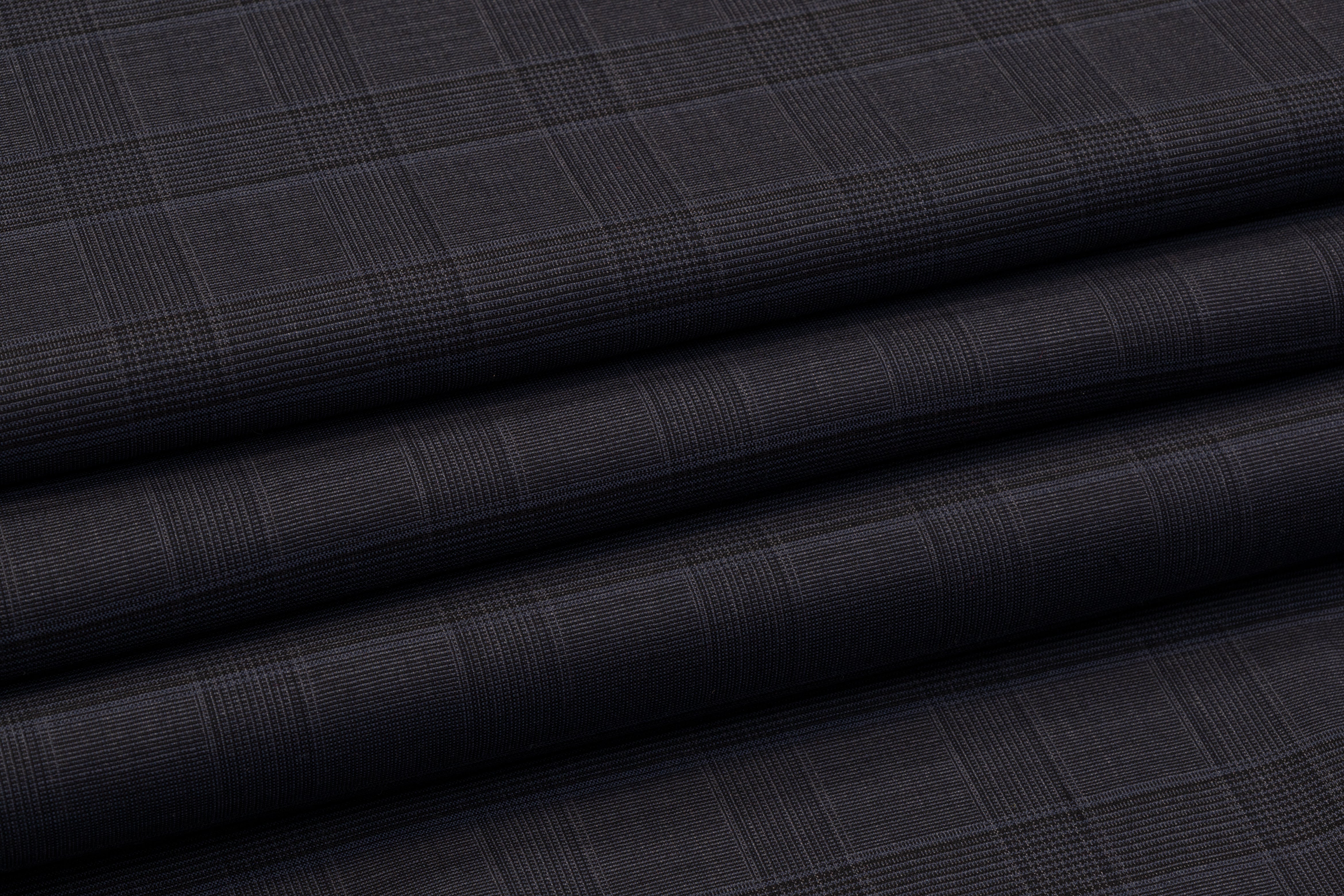 Glen Check Italian Wool Suiting - Dark Navy