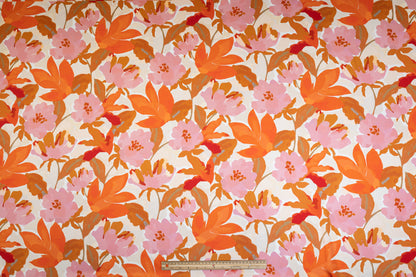 Floral Italian Charmeuse - Pink and Orange