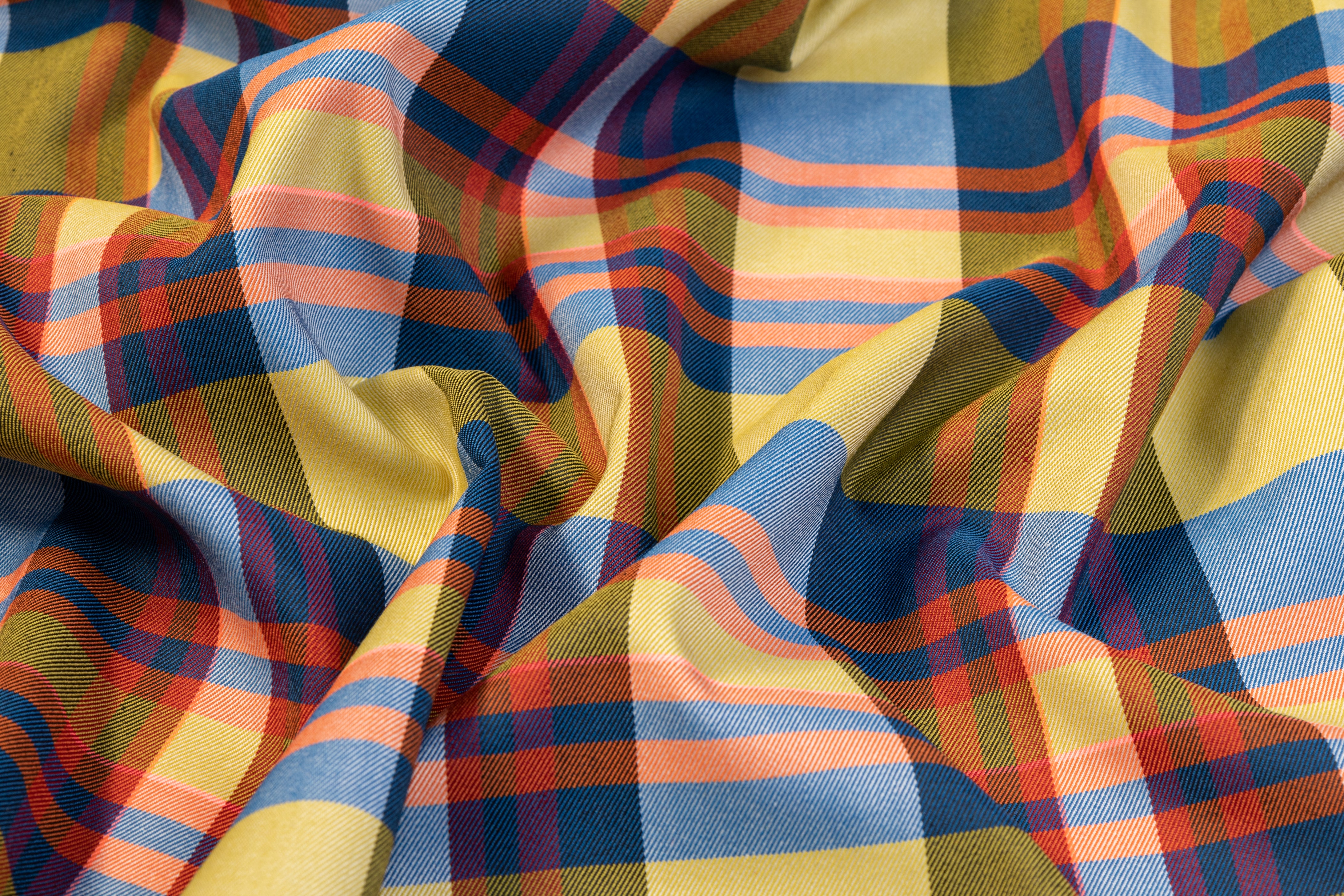 Plaid Italian Poly Twill - Multicolor