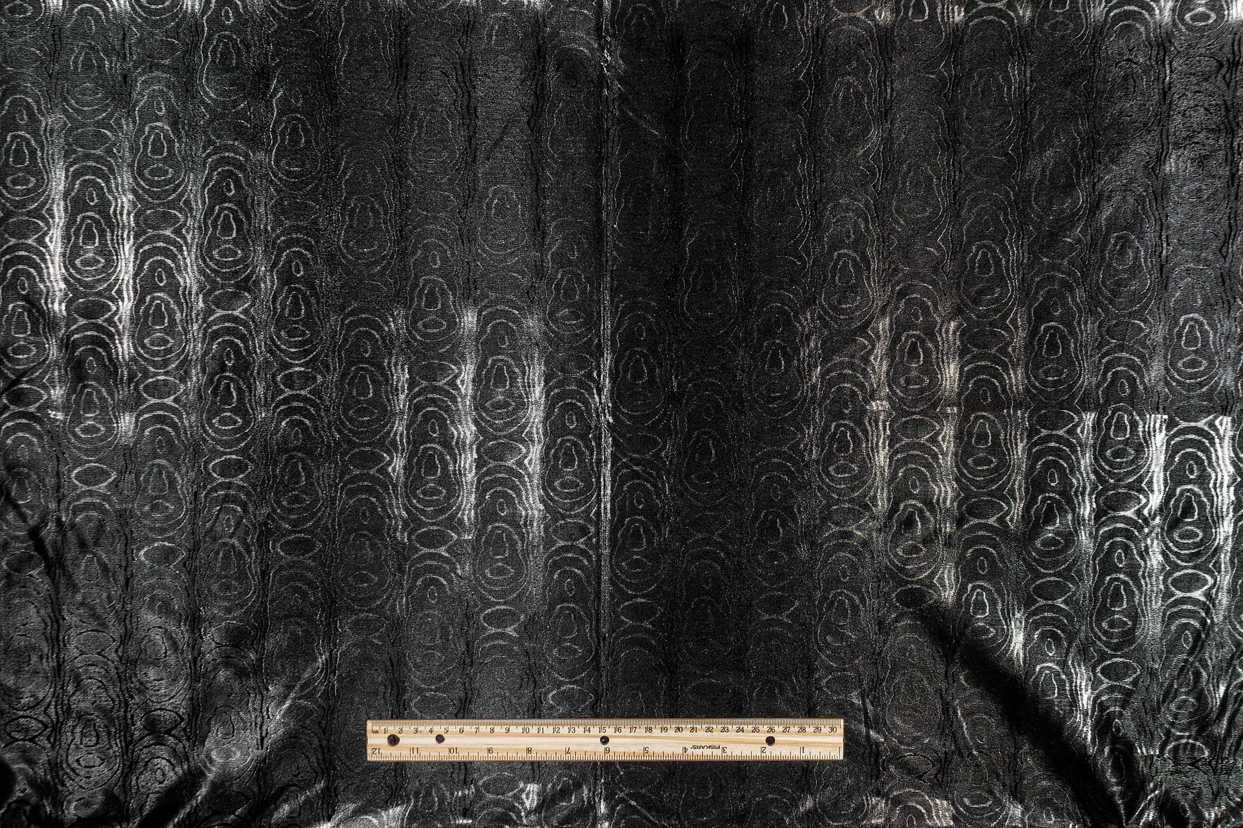 Cotton Backed Abstract Italian Faux Leather - Black - Prime Fabrics