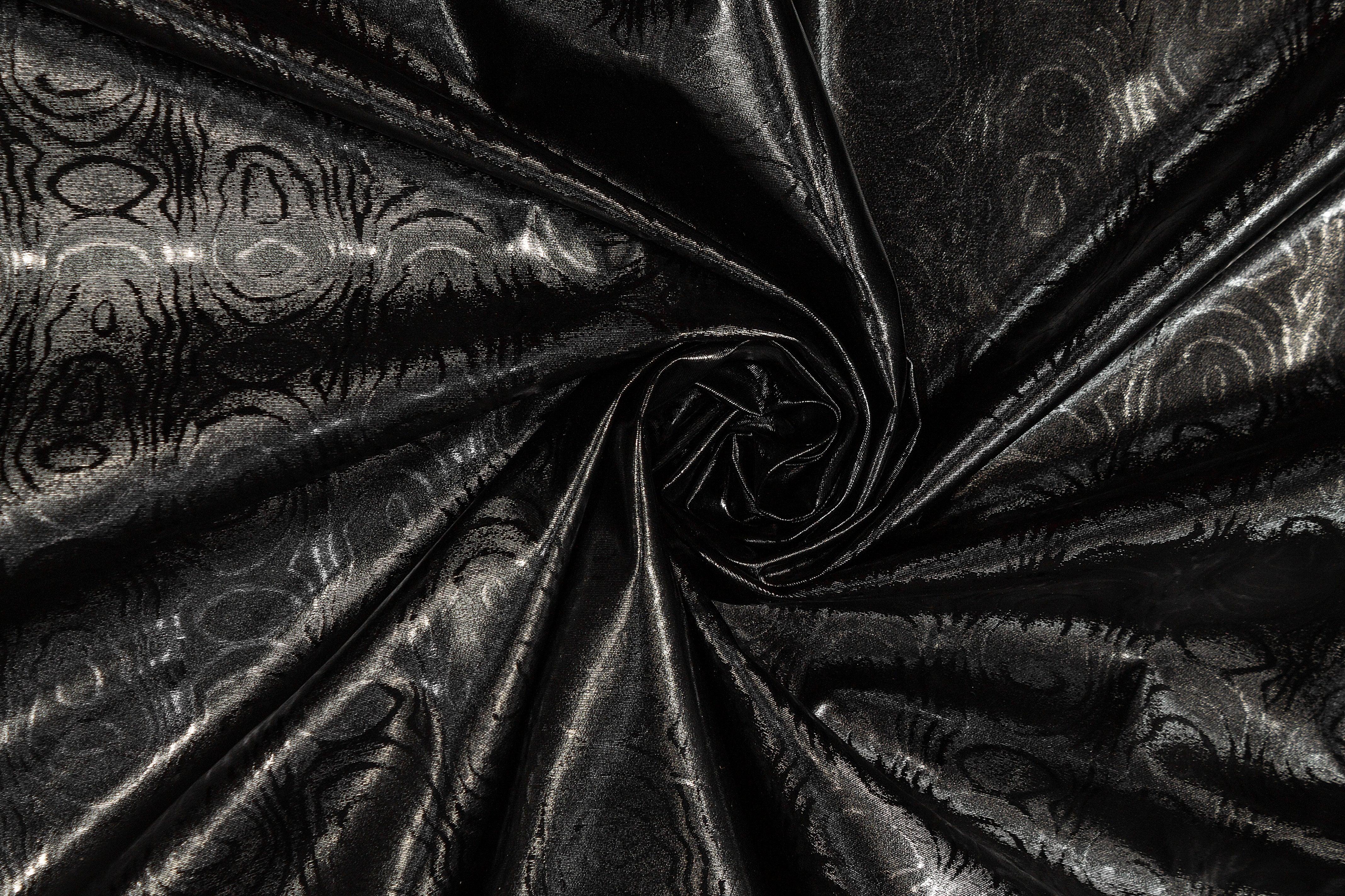 Cotton Backed Abstract Italian Faux Leather - Black - Prime Fabrics