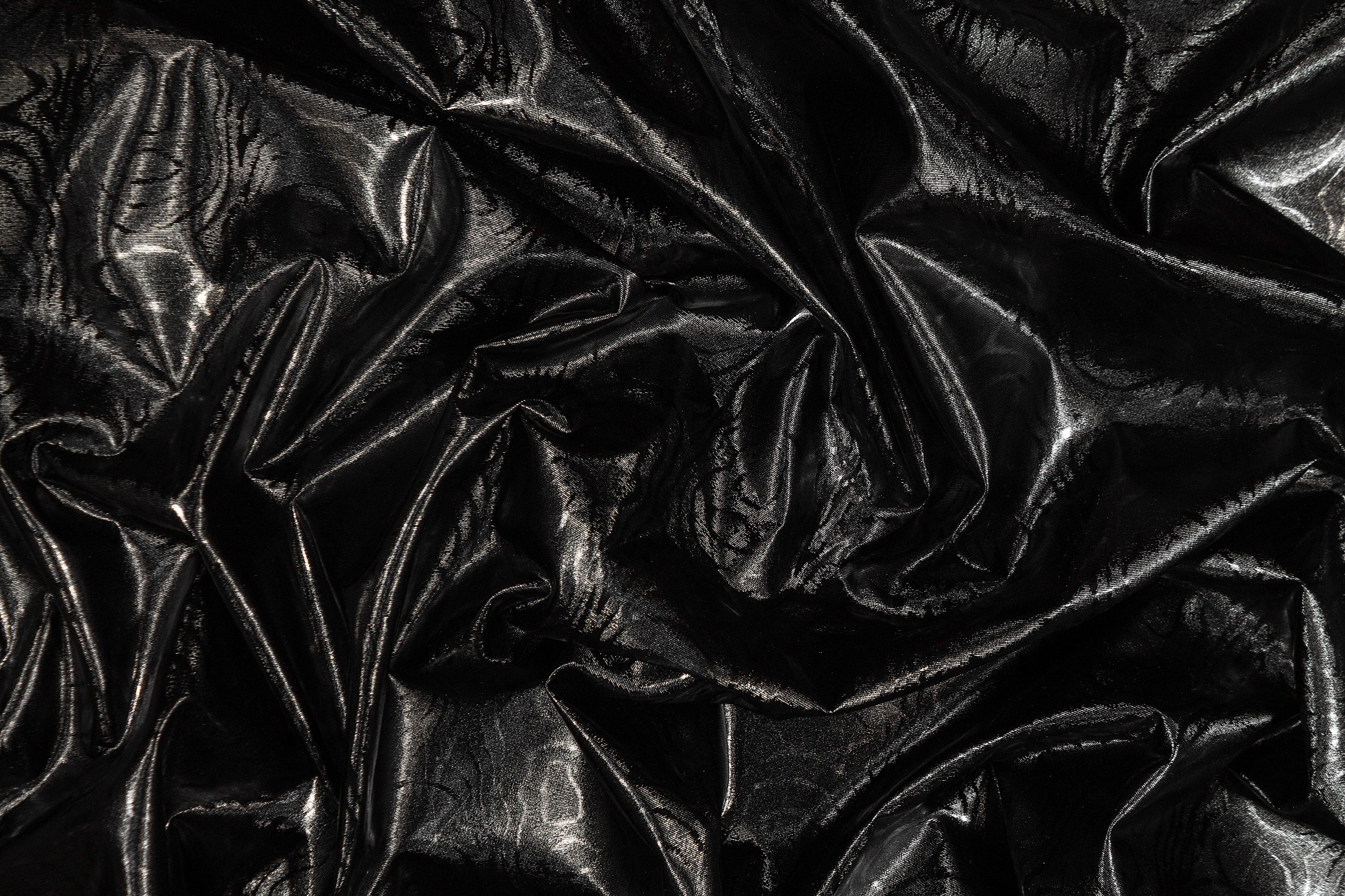 Cotton Backed Abstract Italian Faux Leather - Black - Prime Fabrics