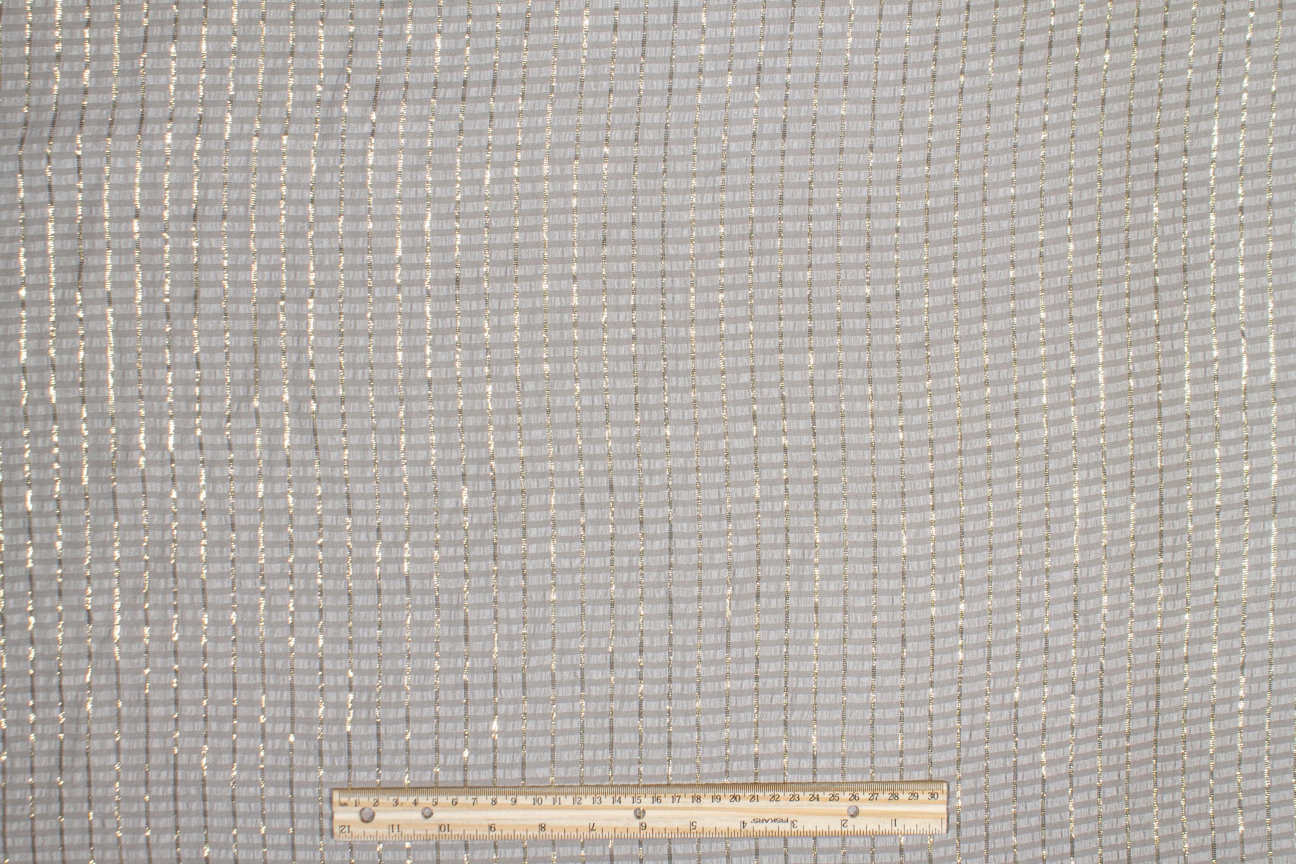 Metallic Striped Silk Jacquard - Taupe and Gold - Prime Fabrics