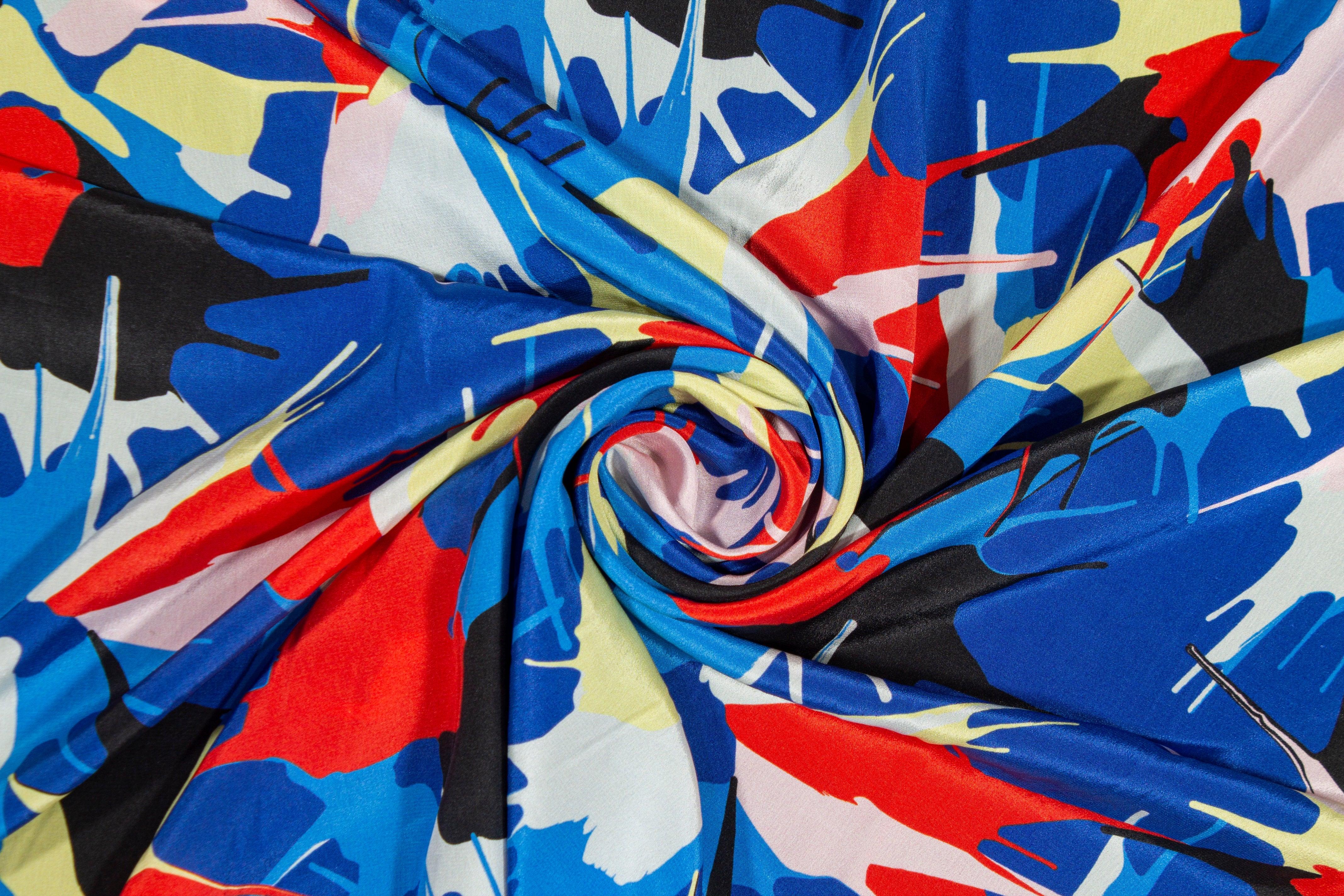 Multicolor Paint Splatter Silk Crepe De Chine - Prime Fabrics