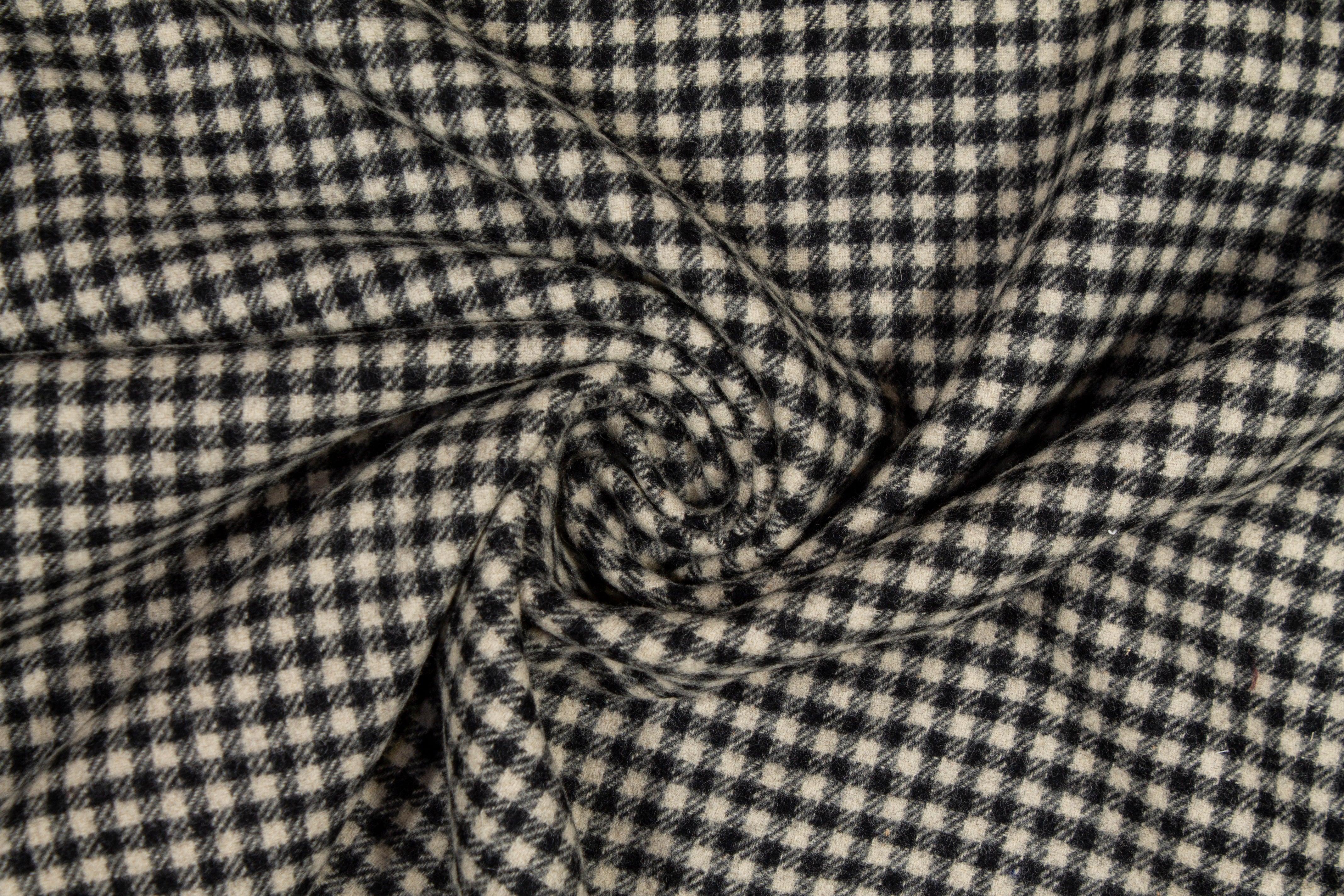 Double Faced Gingham Check Wool Coating - Prime Fabrics