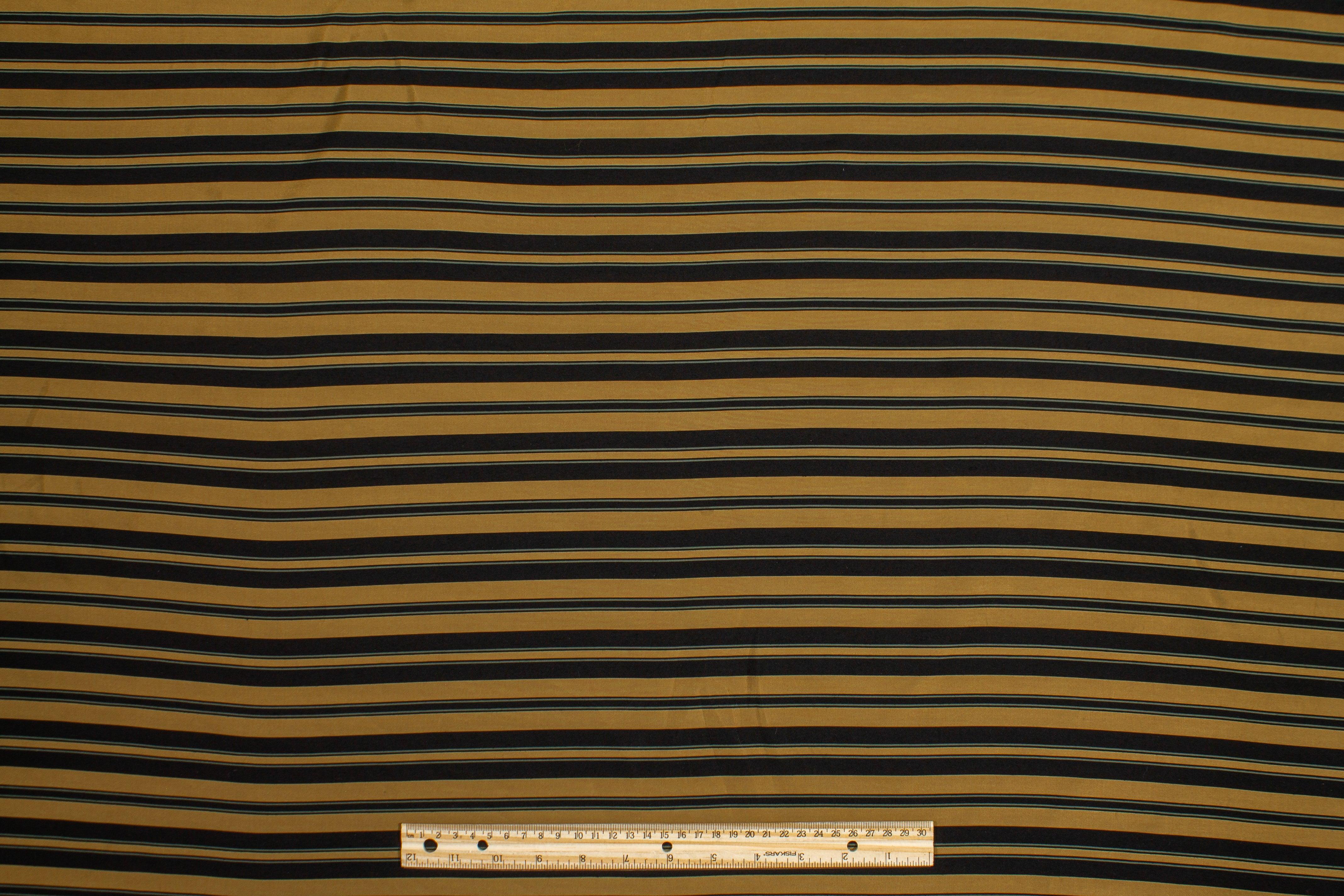 Brown and Black Striped Cotton Twill Shirting - Prime Fabrics