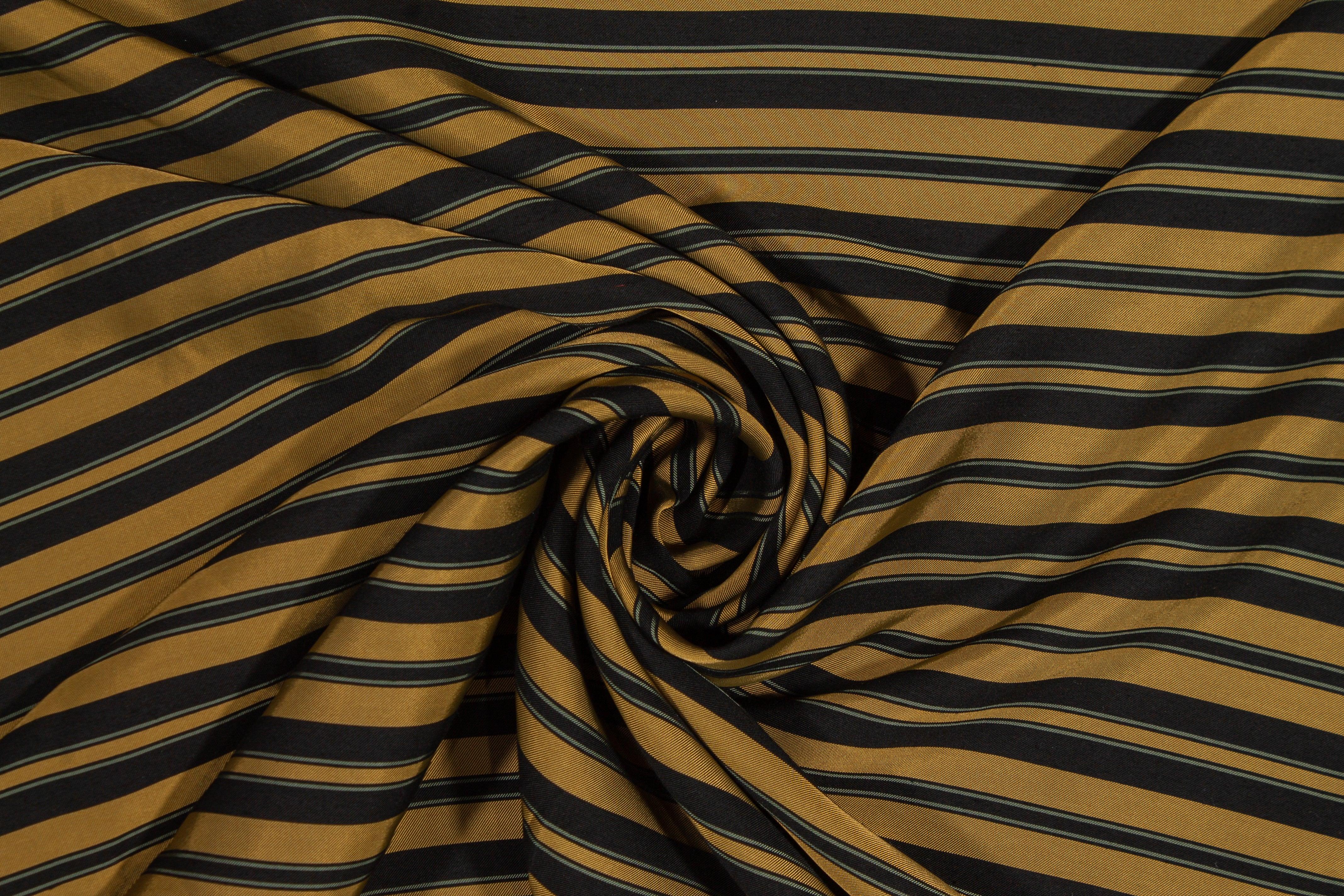 Brown and Black Striped Cotton Twill Shirting - Prime Fabrics