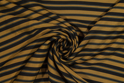 Brown and Black Striped Cotton Twill Shirting - Prime Fabrics