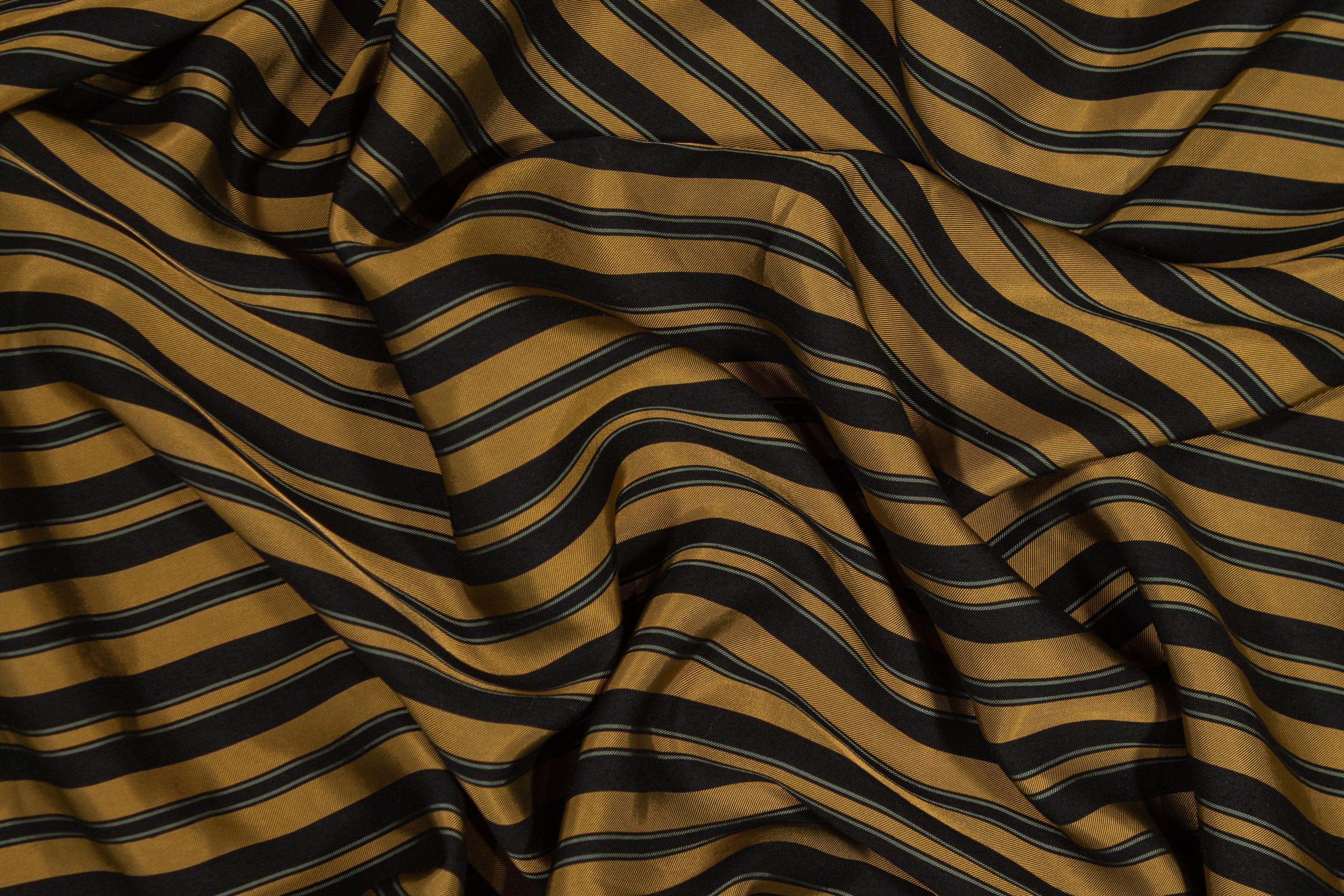 Brown and Black Striped Cotton Twill Shirting - Prime Fabrics