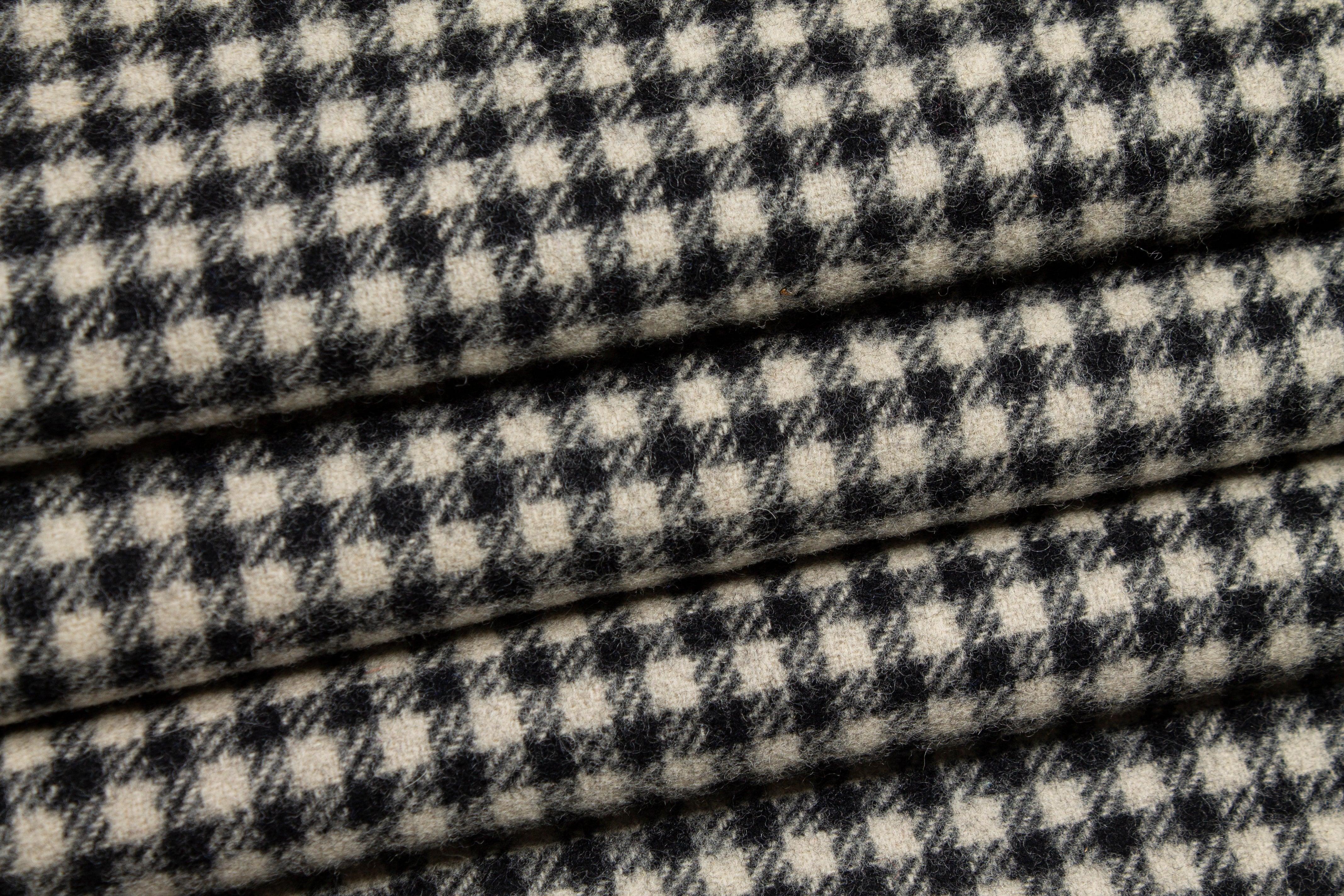 Double Faced Gingham Check Wool Coating - Prime Fabrics