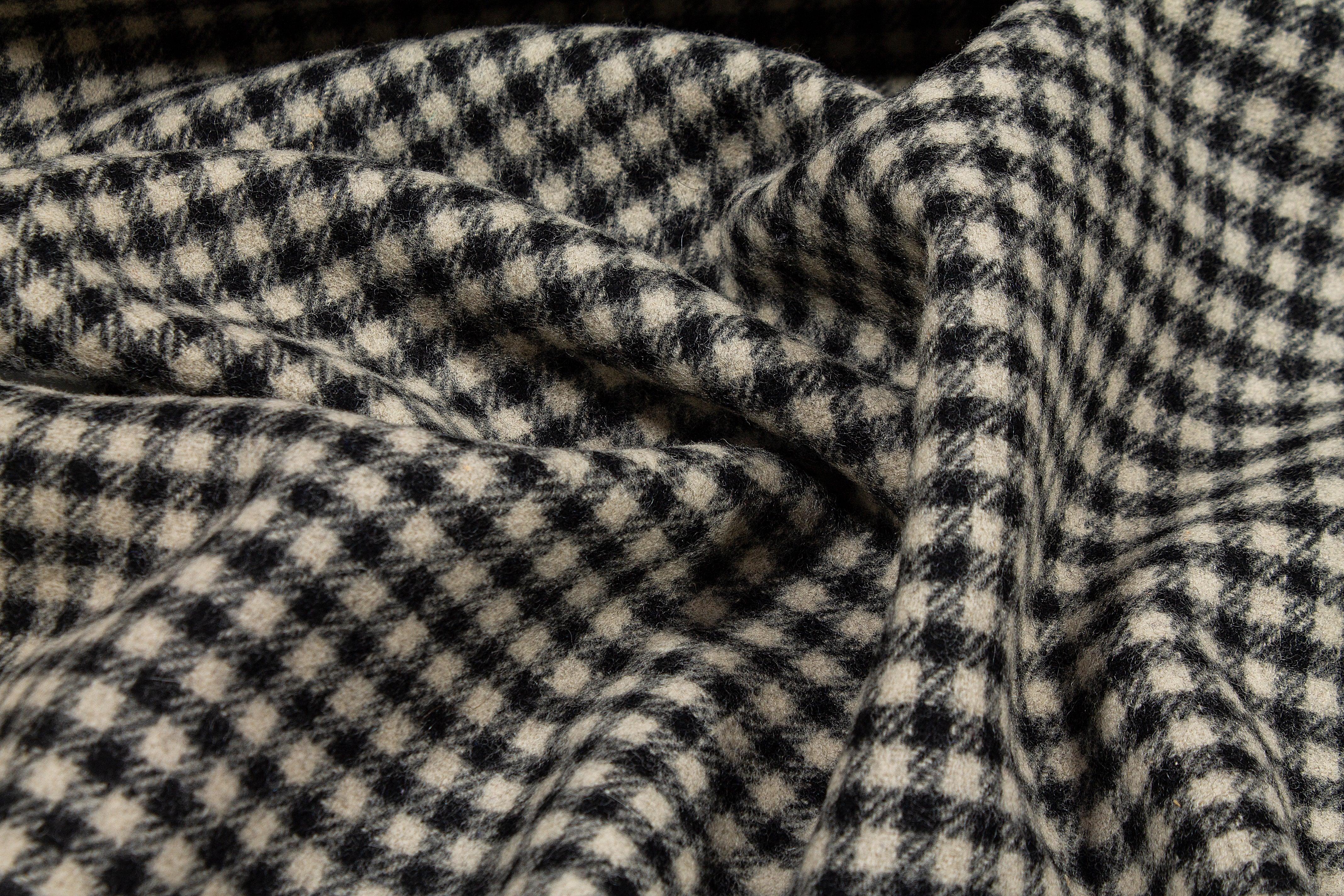 Double Faced Gingham Check Wool Coating - Prime Fabrics