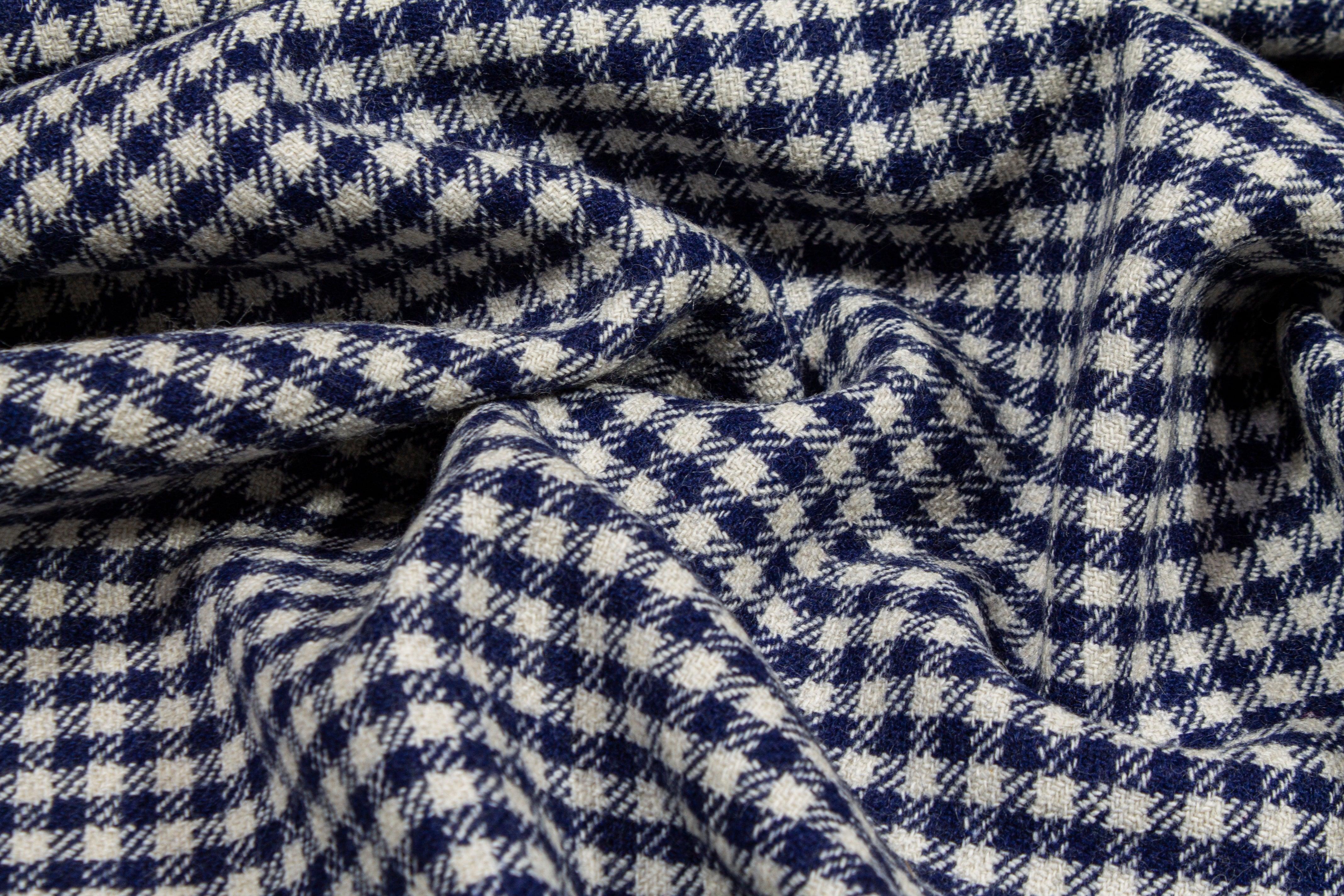 Double Faced Gingham Check Wool Coating - Prime Fabrics