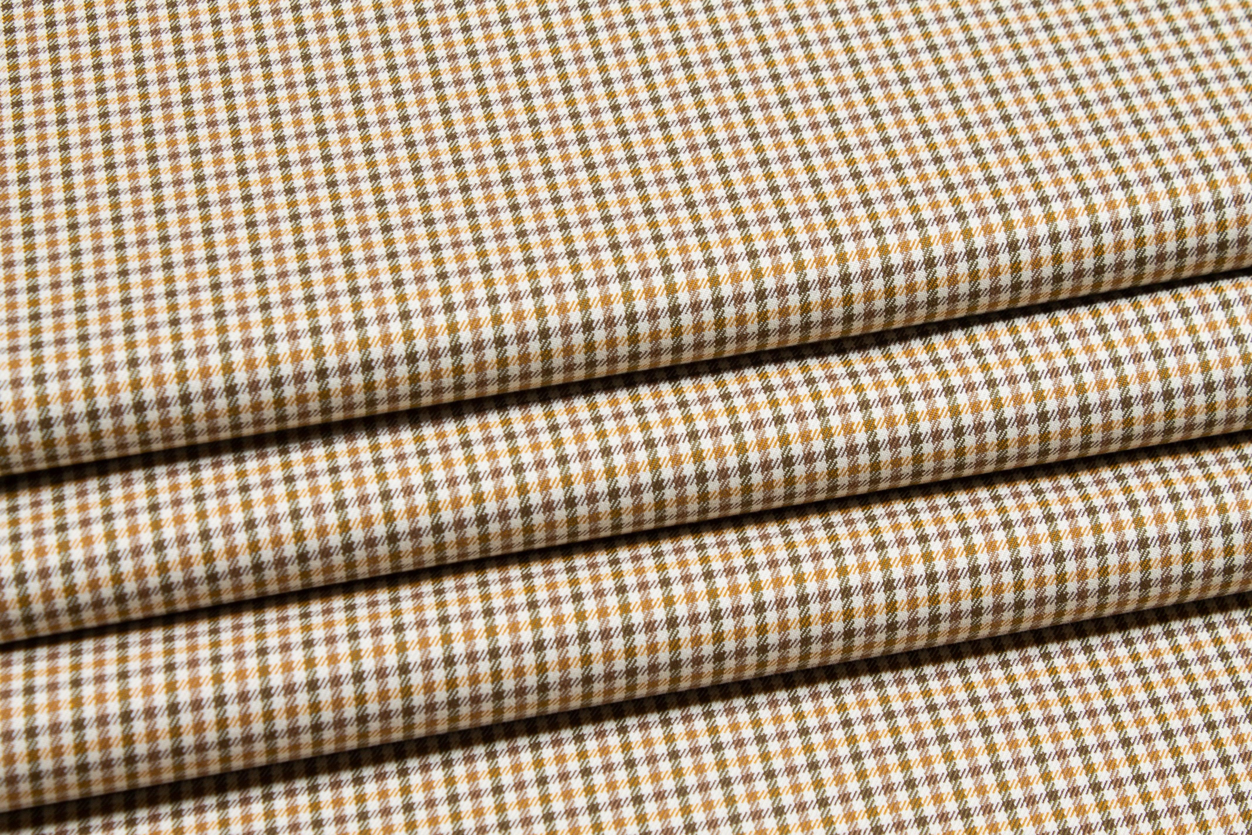 Tan Checked Cotton Twill - Prime Fabrics