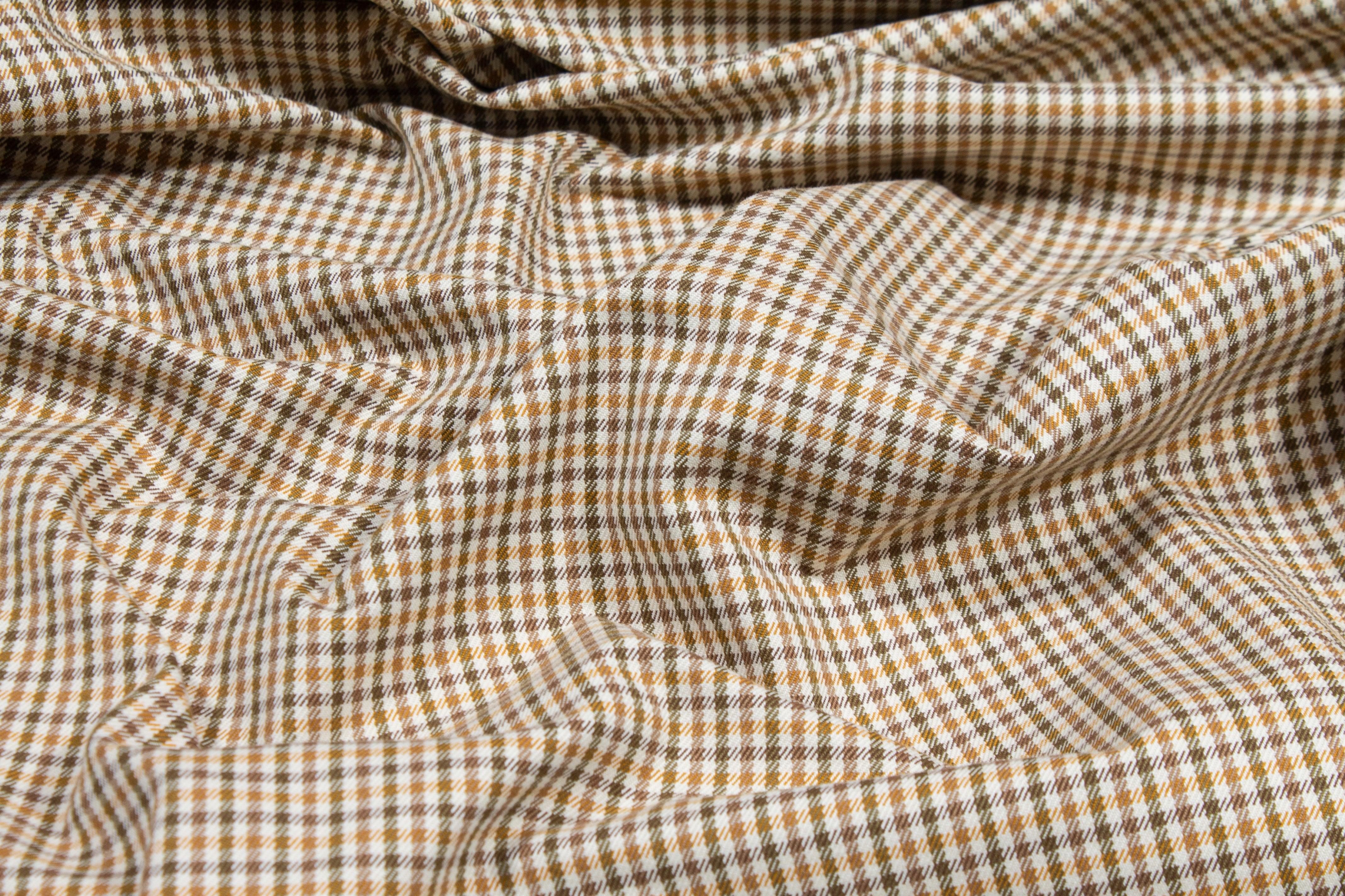 Tan Checked Cotton Twill - Prime Fabrics