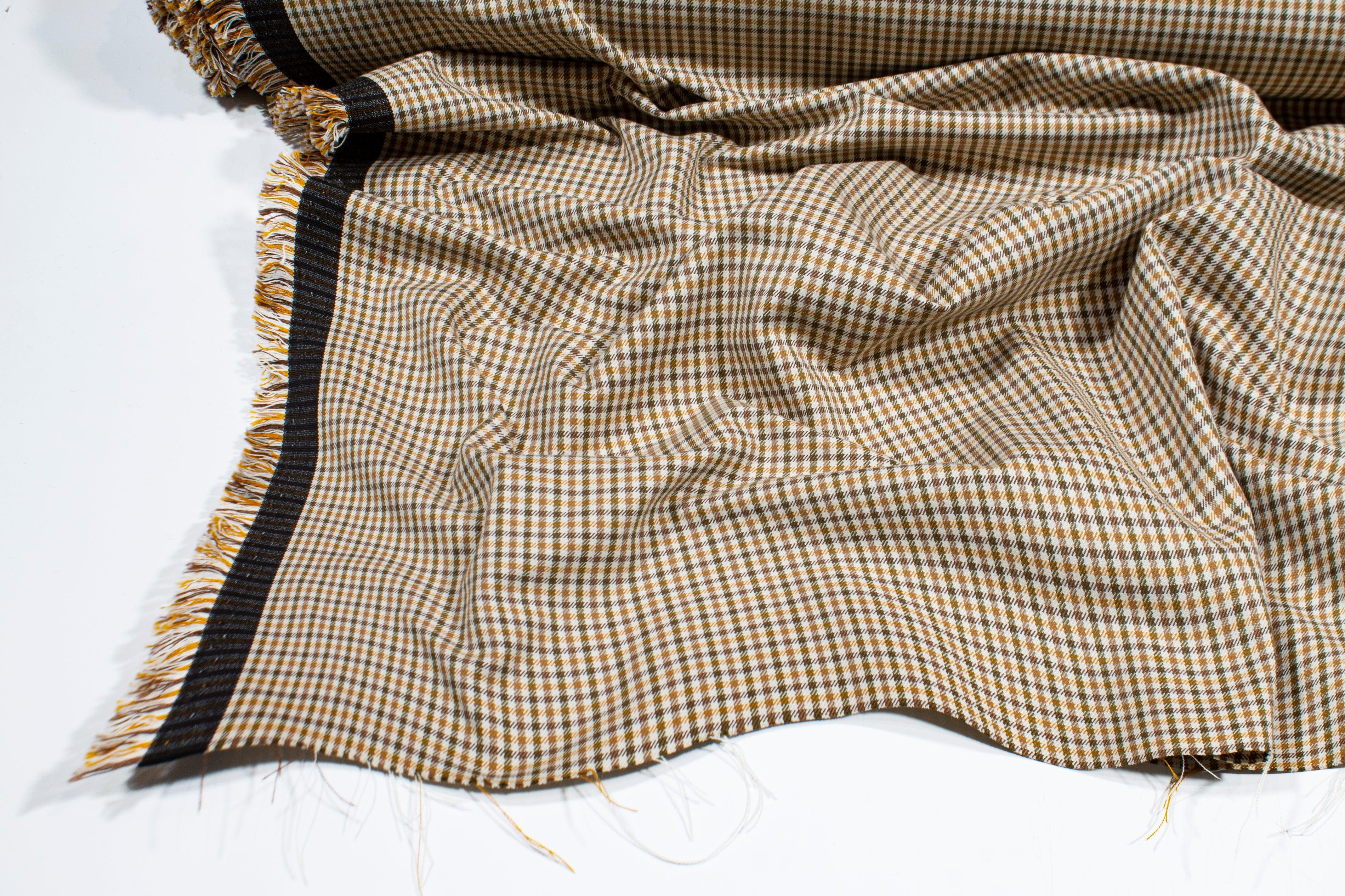 Tan Checked Cotton Twill - Prime Fabrics