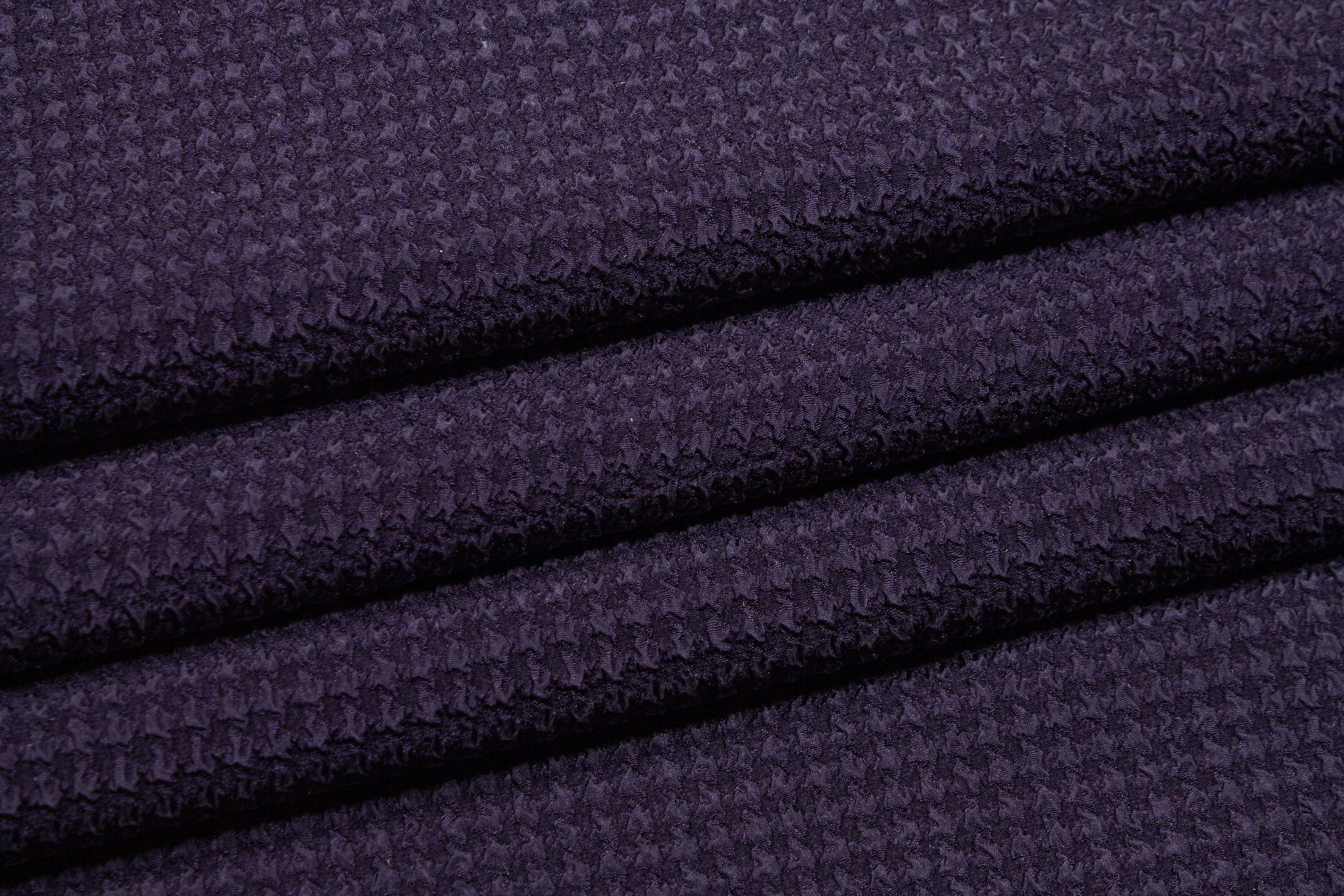 Textured Houndstooth Stretch Silk Crepe - Purple Blue - Prime Fabrics