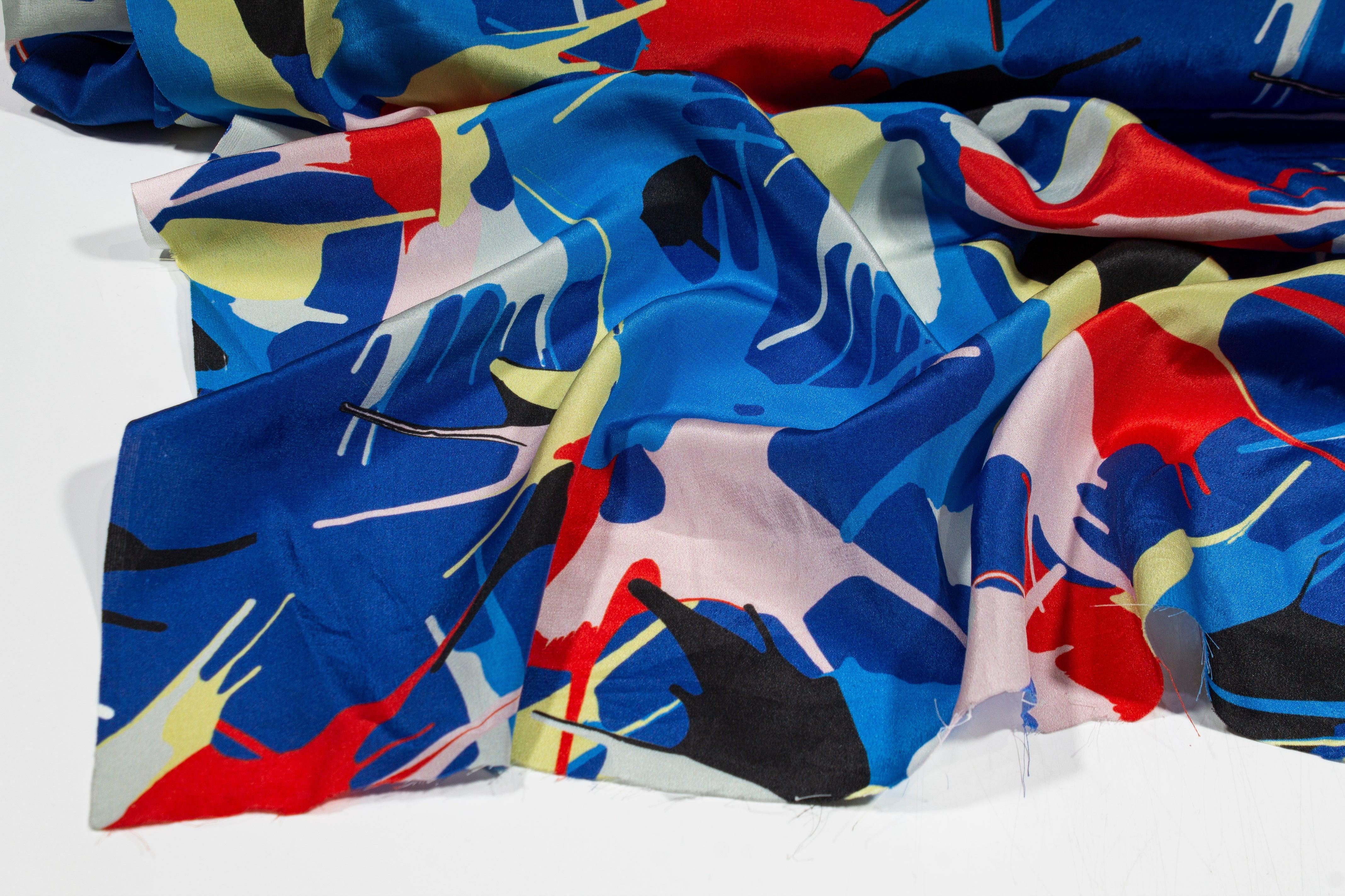 Multicolor Paint Splatter Silk Crepe De Chine - Prime Fabrics