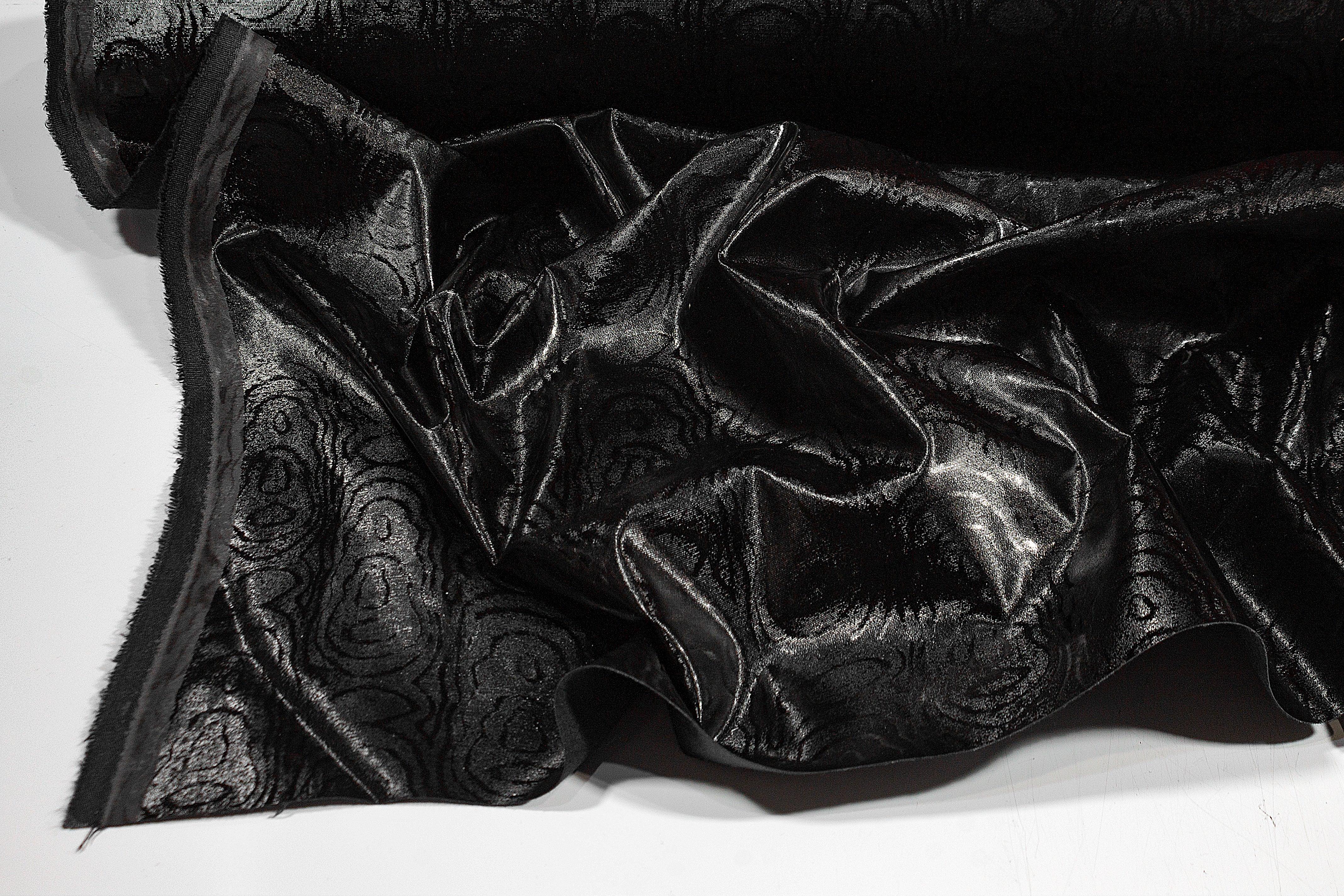 Cotton Backed Abstract Italian Faux Leather - Black - Prime Fabrics