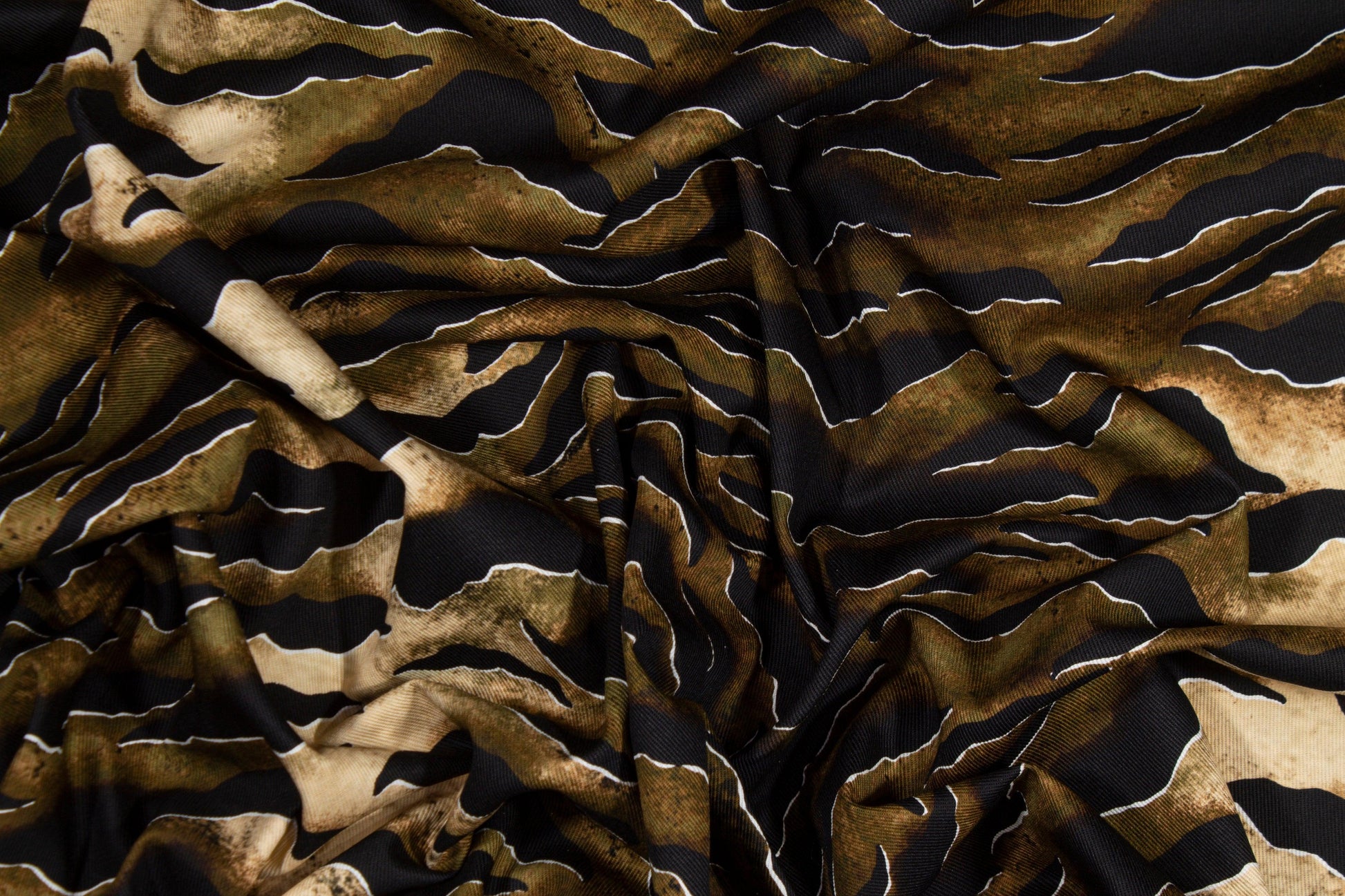 Khaki and Black Tiger Print Italian Cotton Twill - Prime Fabrics