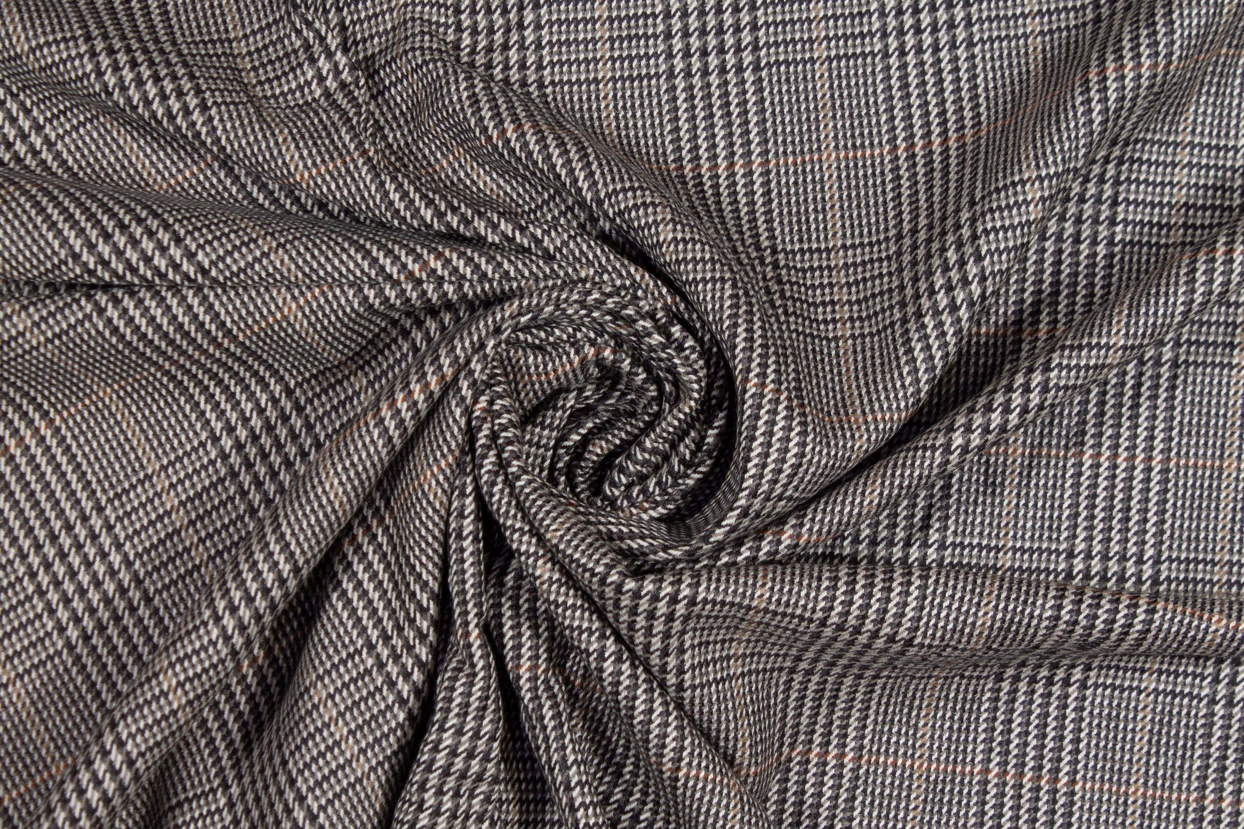 Gray Glen Check Italian Wool Suiting - Prime Fabrics