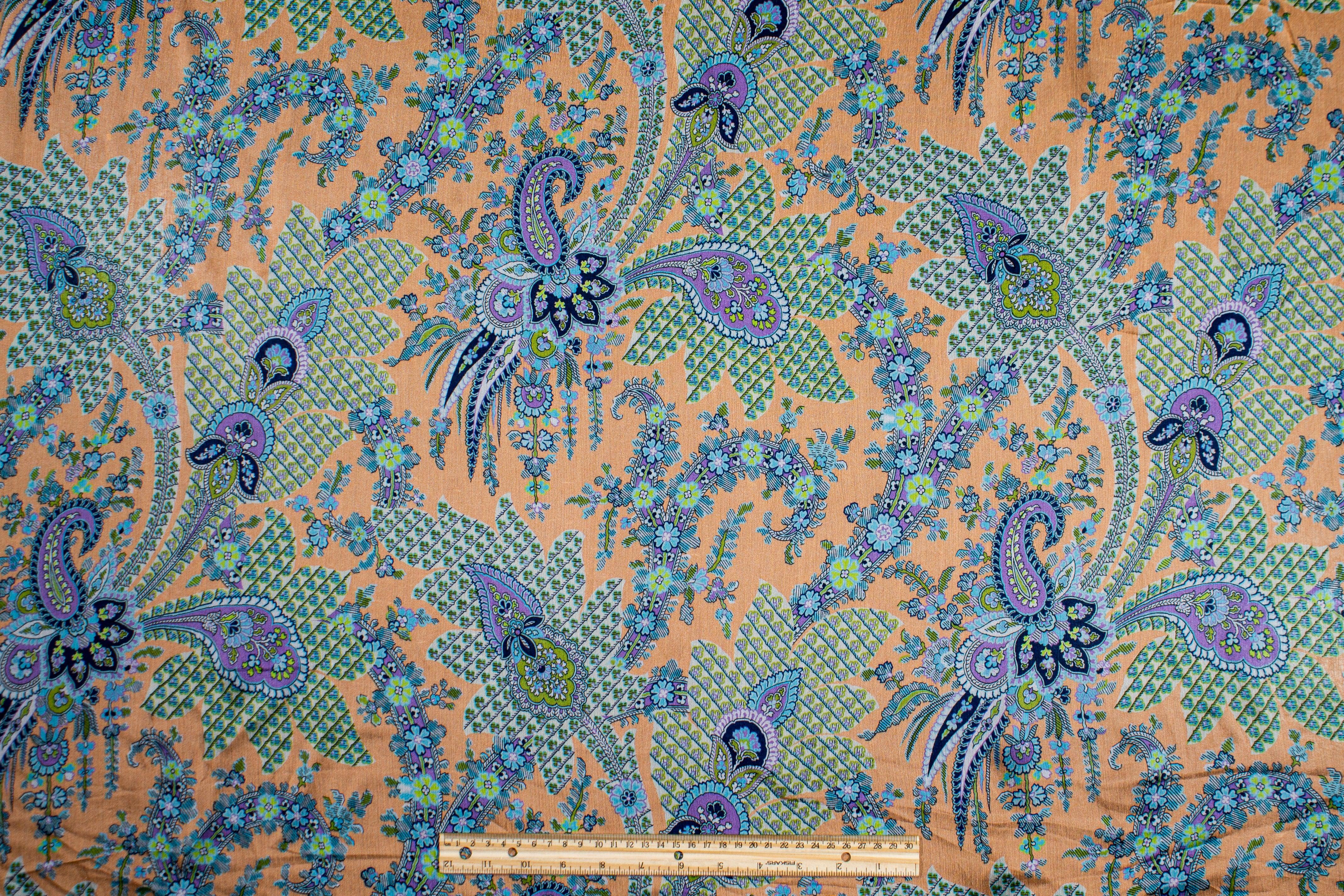 Peach Silk Crinkled Chiffon - Prime Fabrics