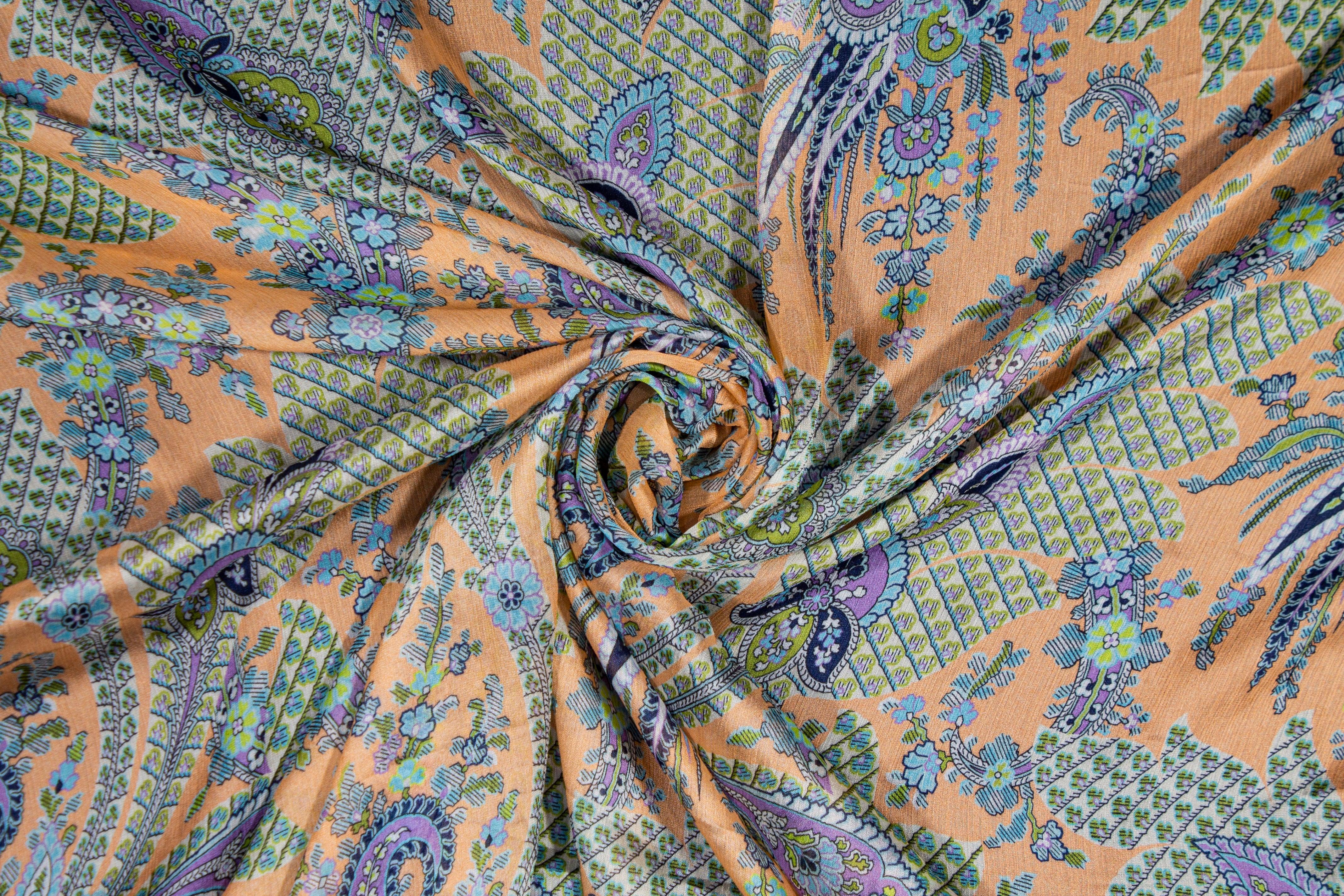 Peach Silk Crinkled Chiffon - Prime Fabrics