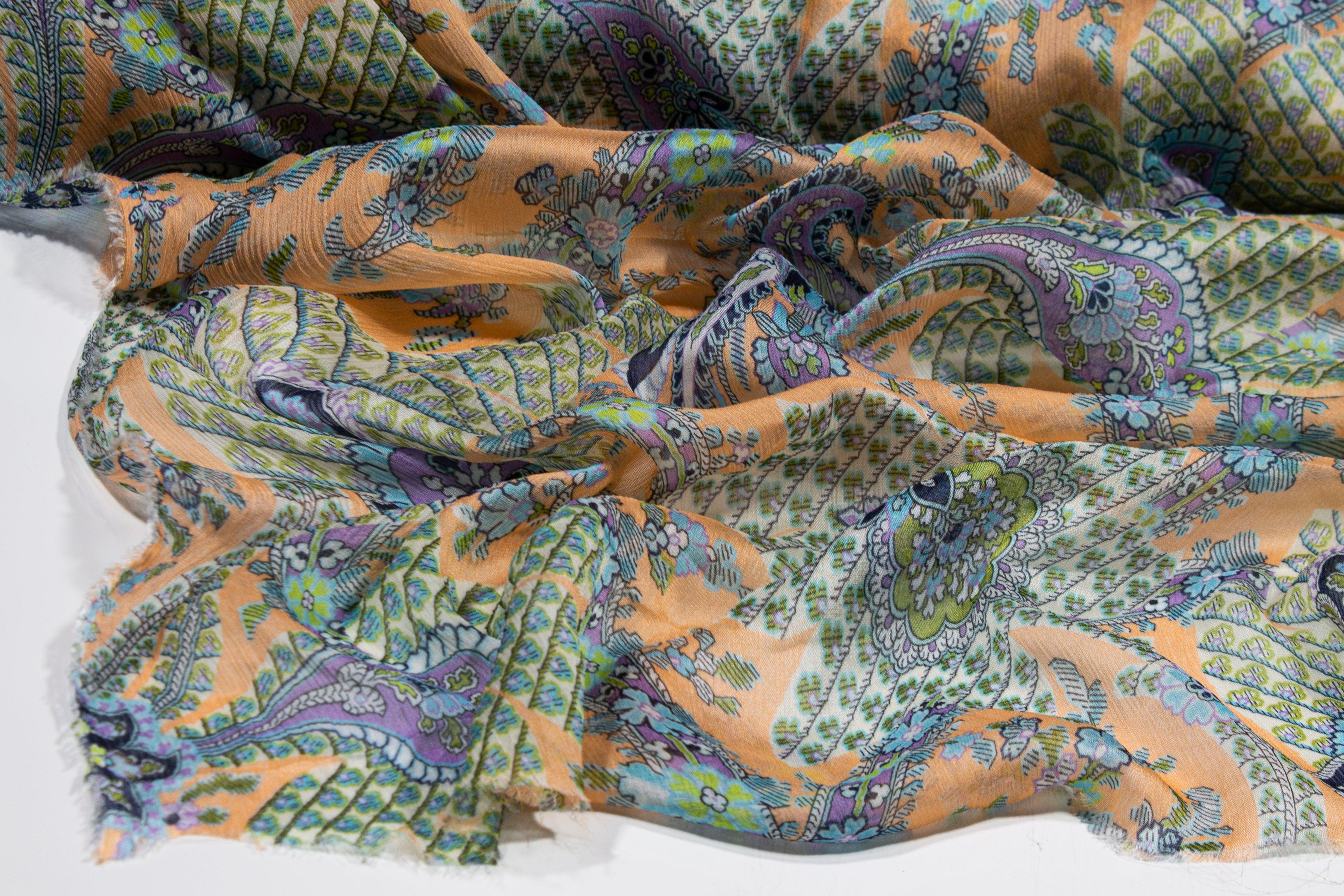 Peach Silk Crinkled Chiffon - Prime Fabrics