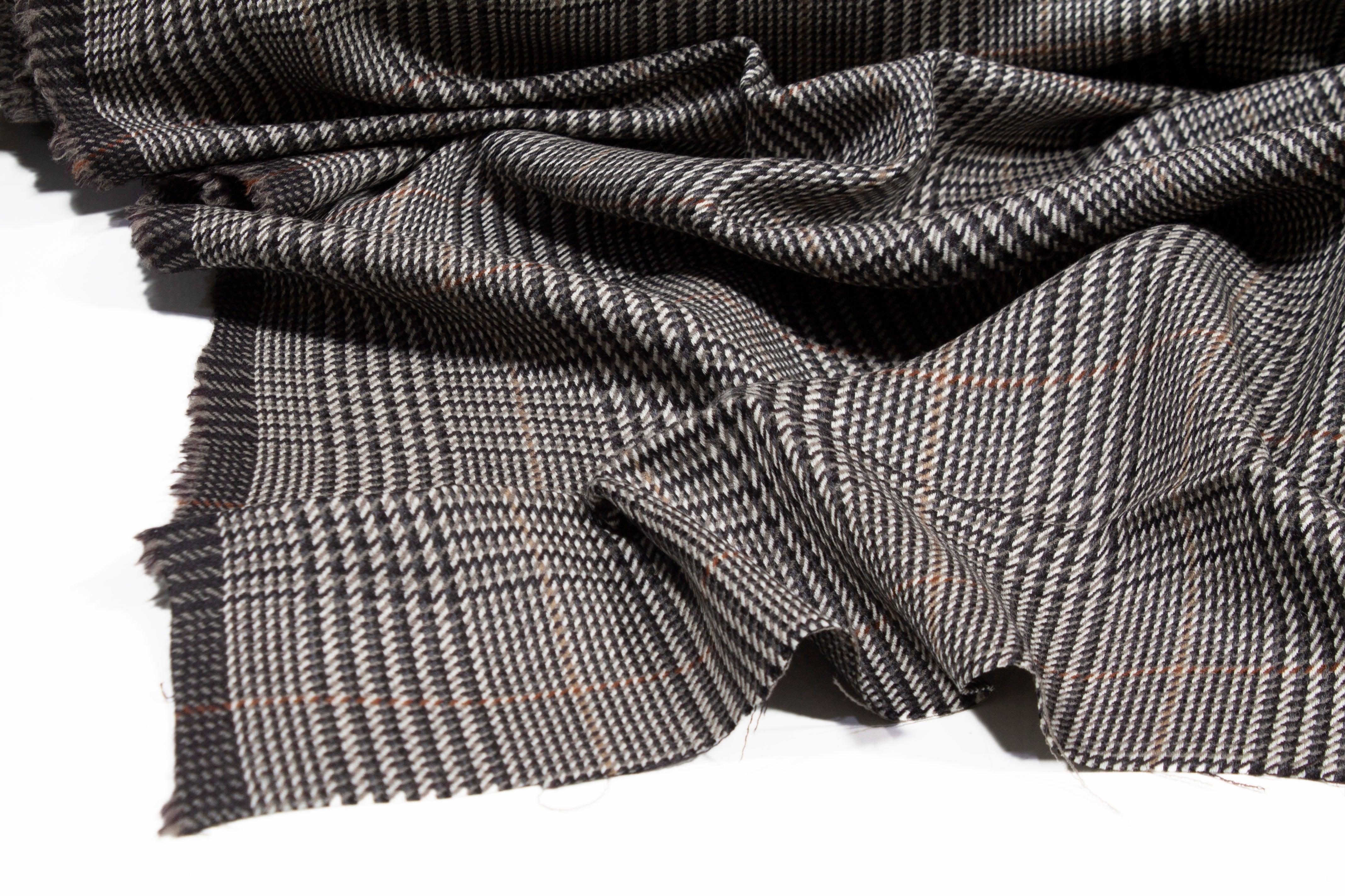Gray Glen Check Italian Wool Suiting - Prime Fabrics