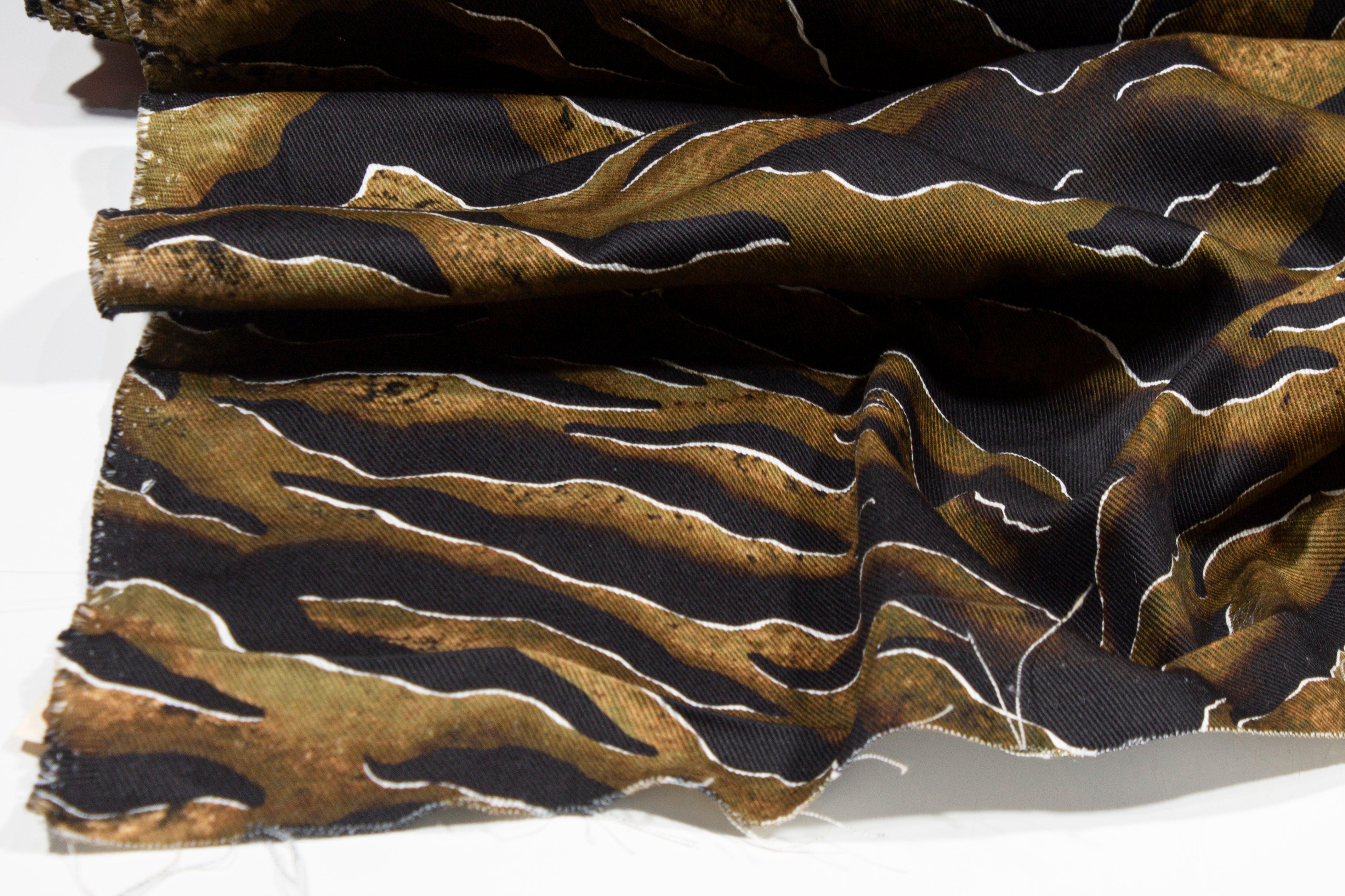 Khaki and Black Tiger Print Italian Cotton Twill - Prime Fabrics