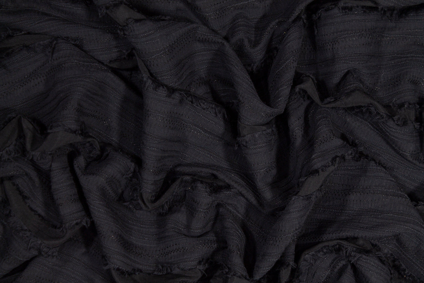 Embroidered Striped Cotton - Black - Prime Fabrics