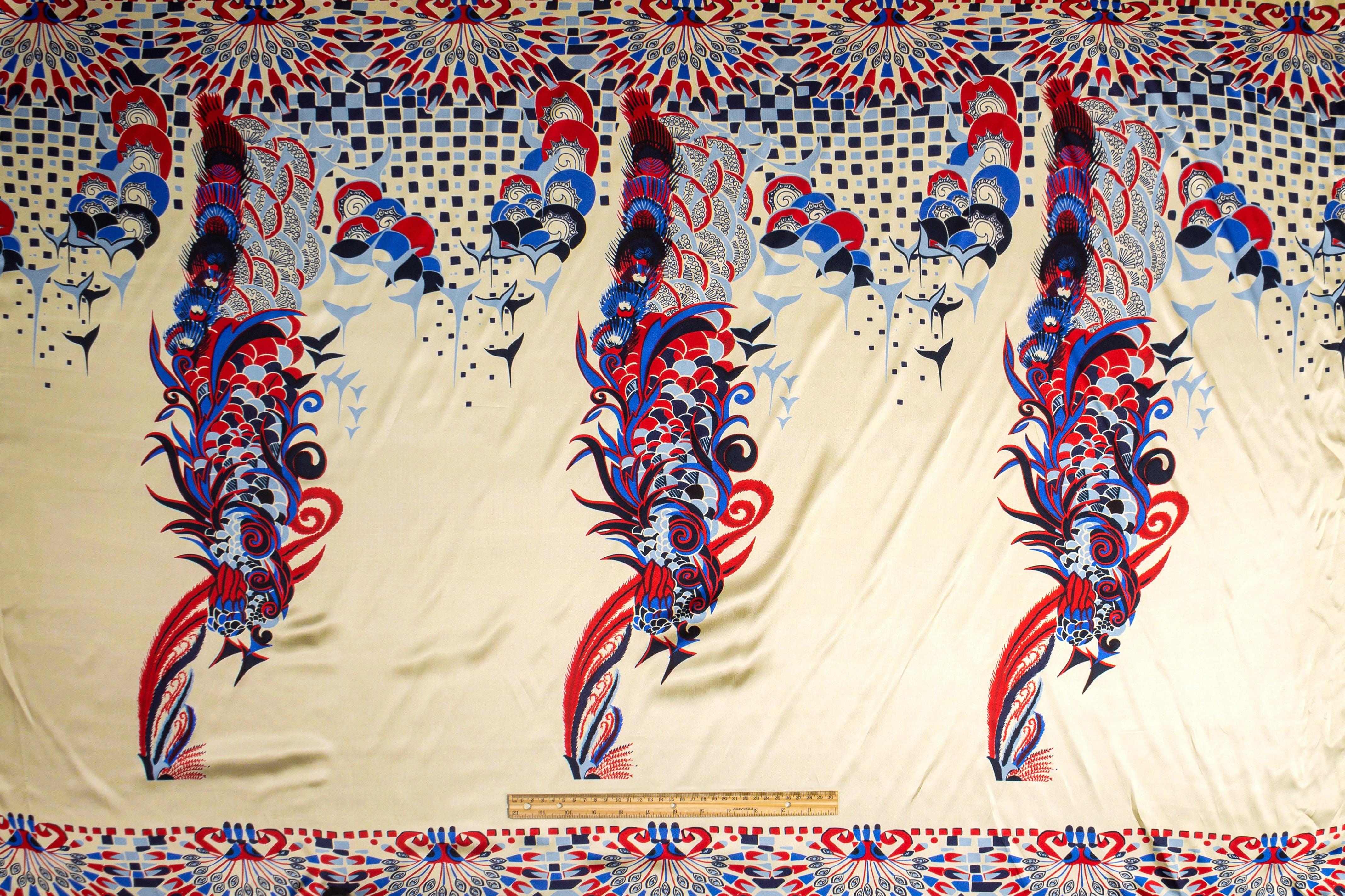 Ivory Dragon Italian Viscose Twill Panel - Prime Fabrics