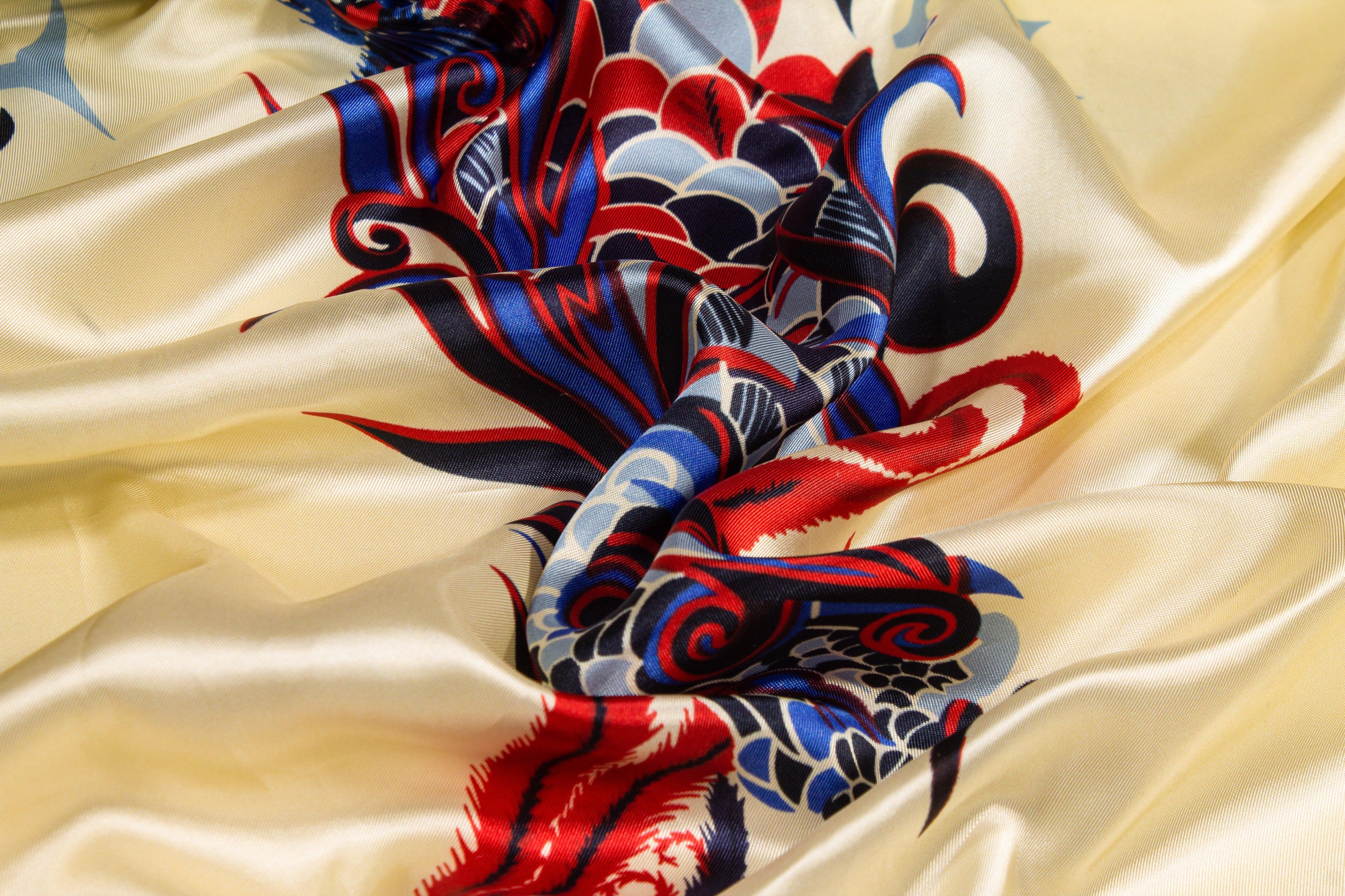 Ivory Dragon Italian Viscose Twill Panel - Prime Fabrics