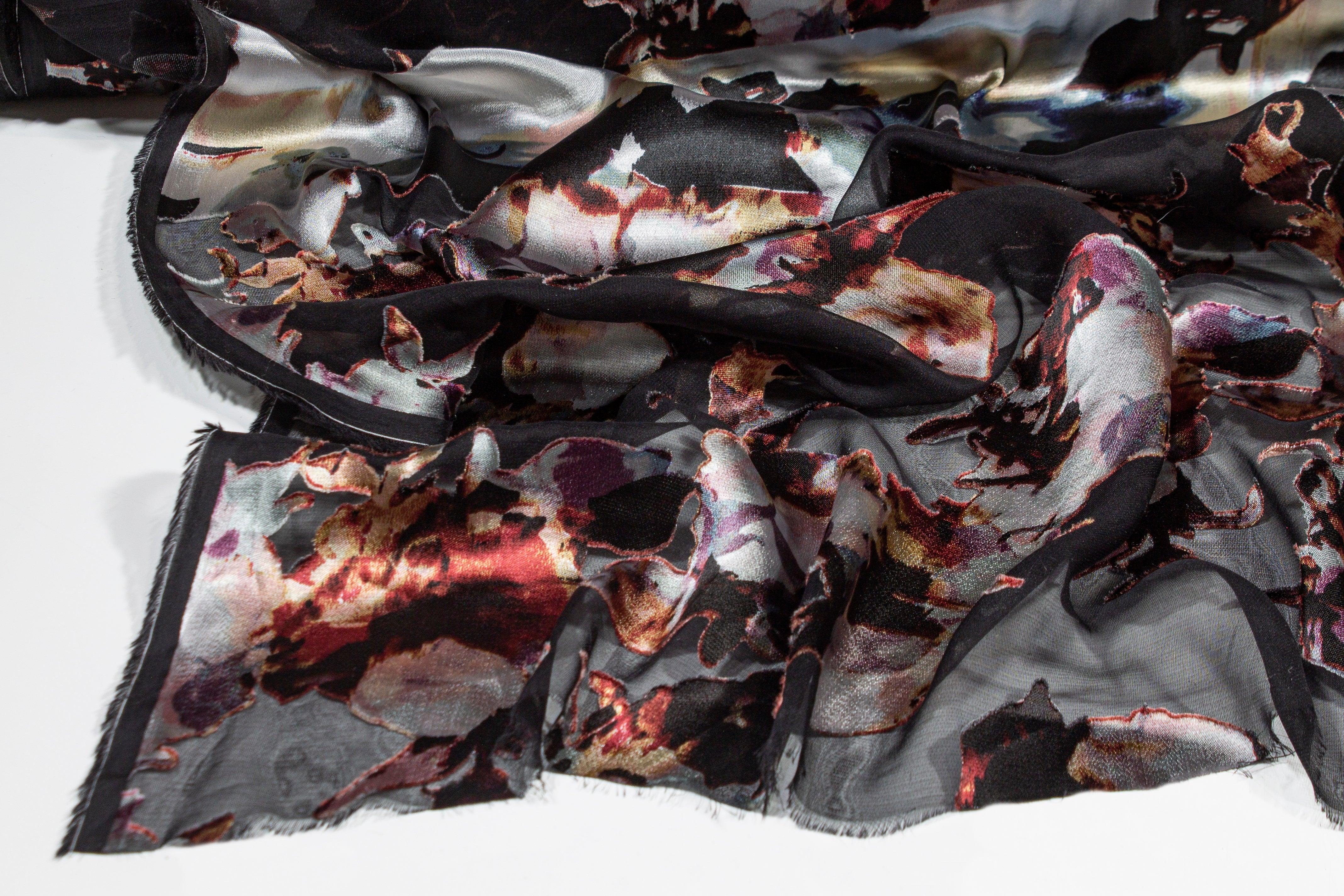 Abstract Floral Silk Chiffon Burnout - Prime Fabrics