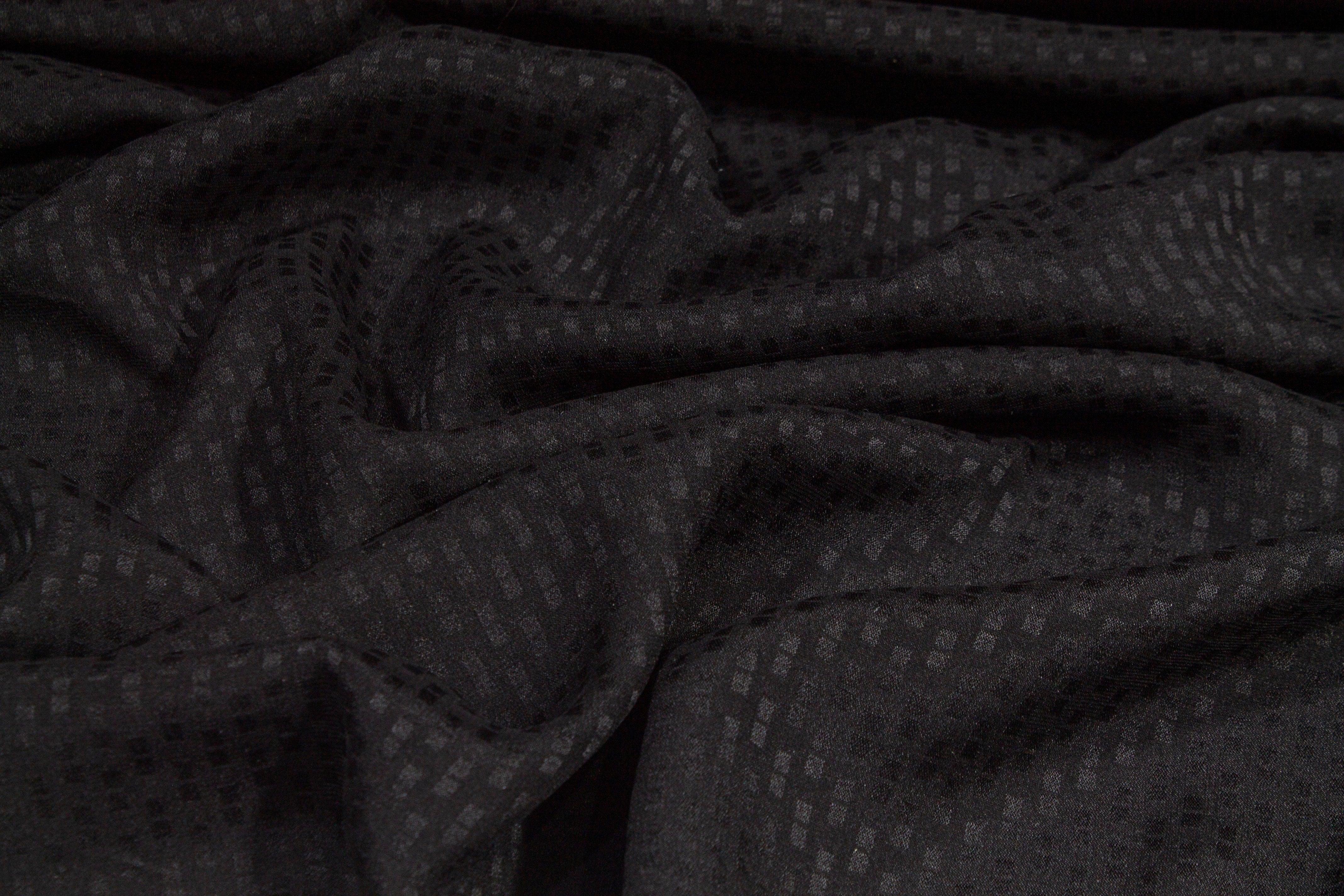 Segmented Stripe Silk Georgette - Black - Prime Fabrics