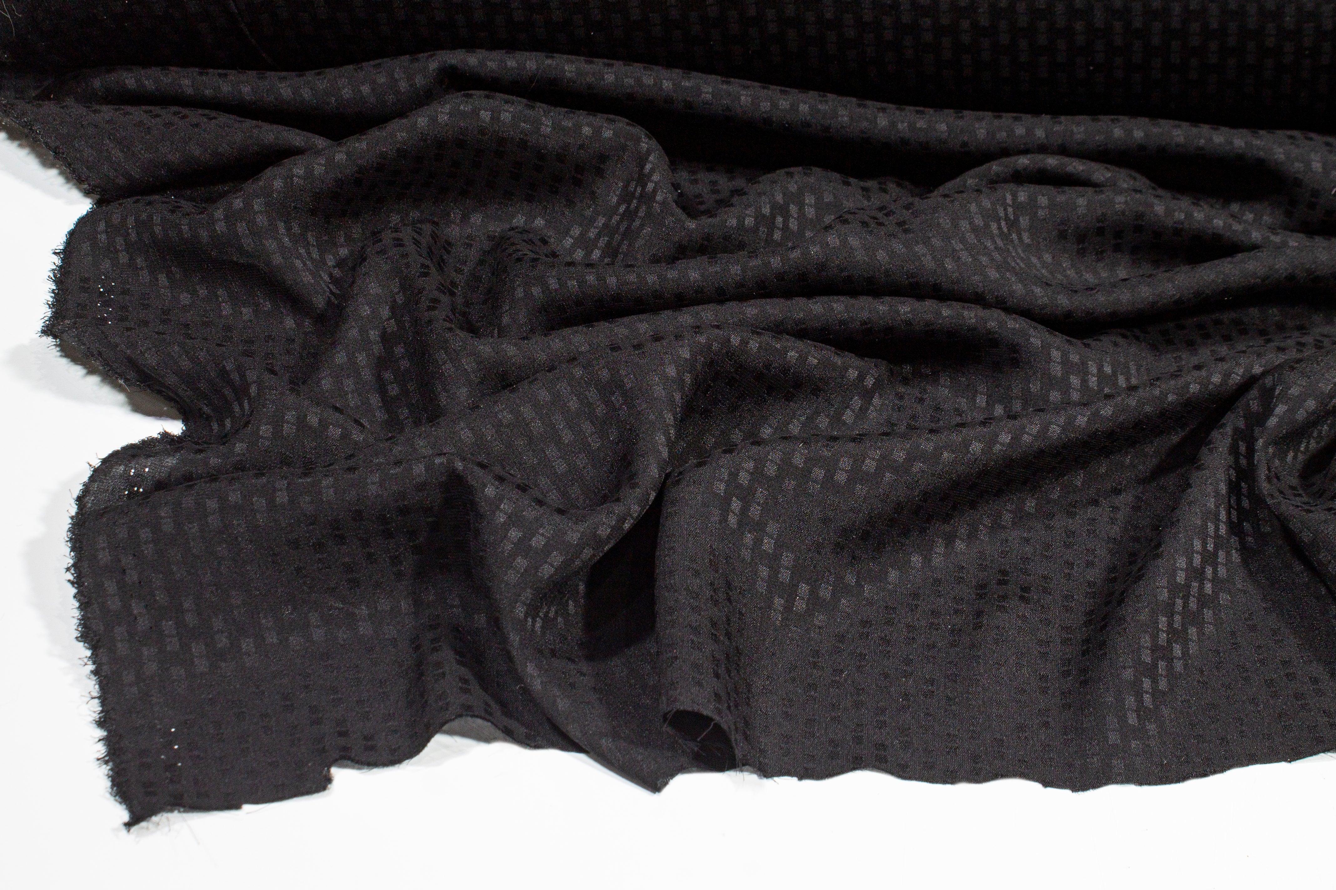 Segmented Stripe Silk Georgette - Black - Prime Fabrics