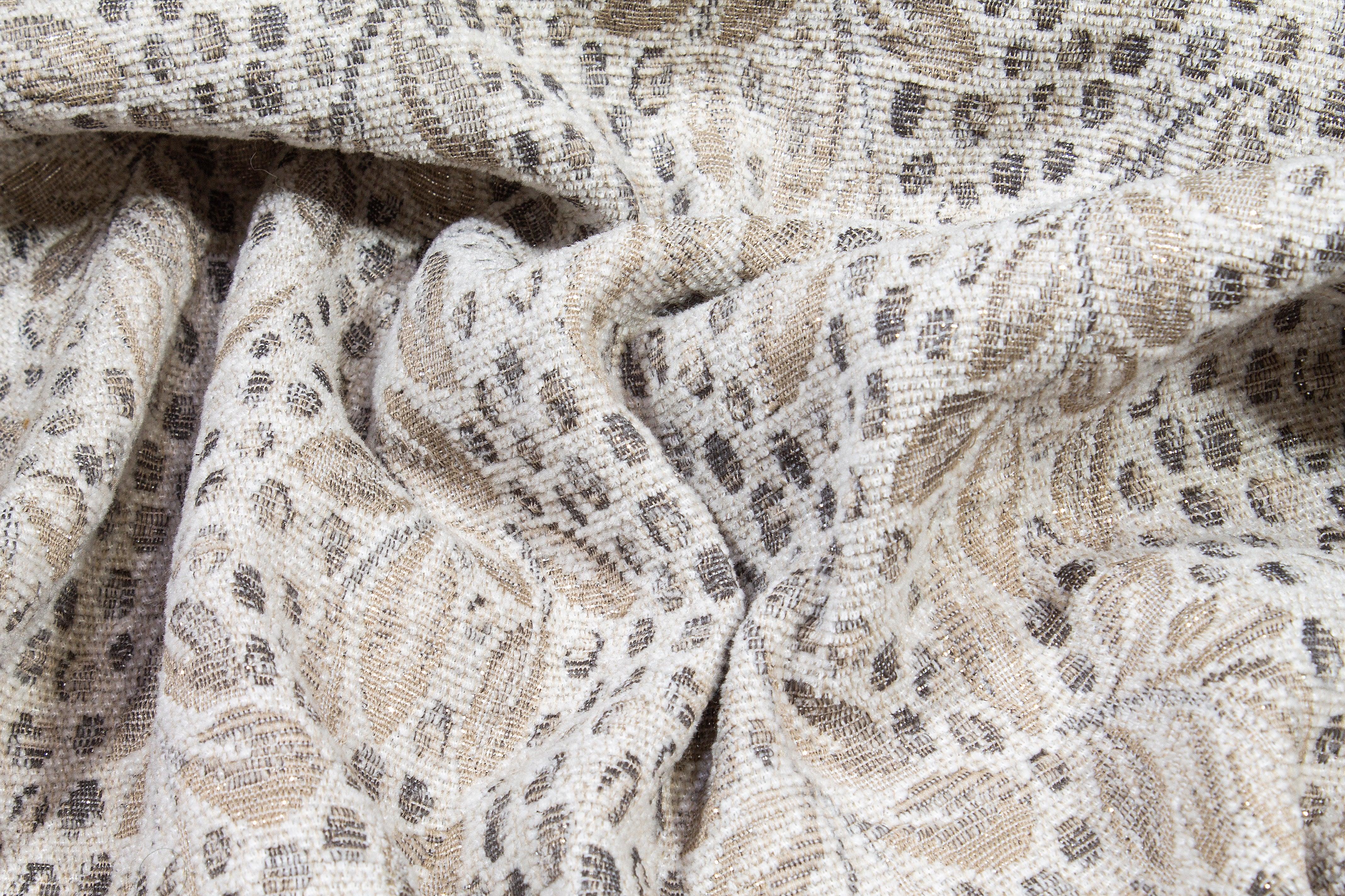 Off White Metallic Floral Poly Coating - Prime Fabrics