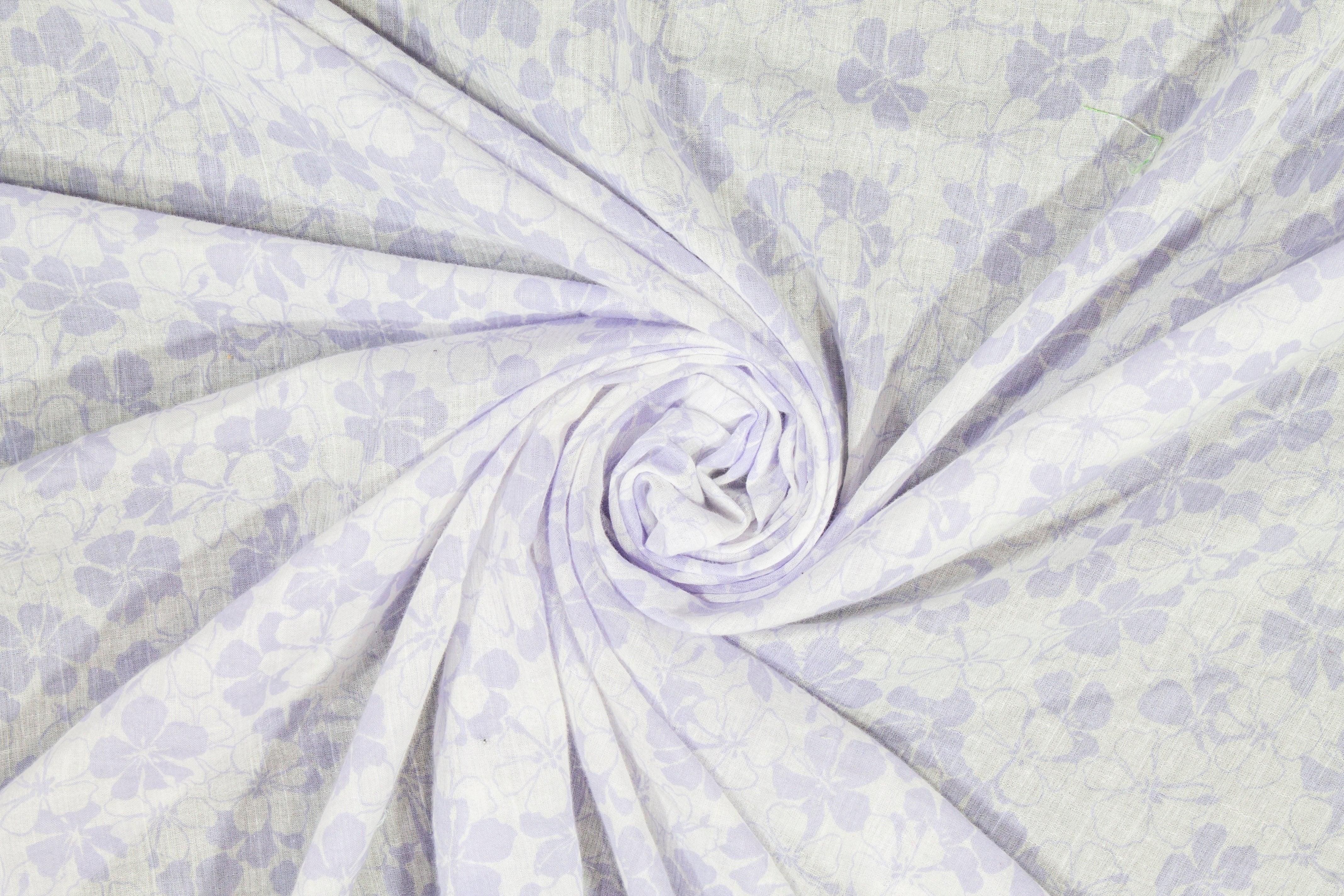 Floral Cotton Voile - Lavender and White - Prime Fabrics
