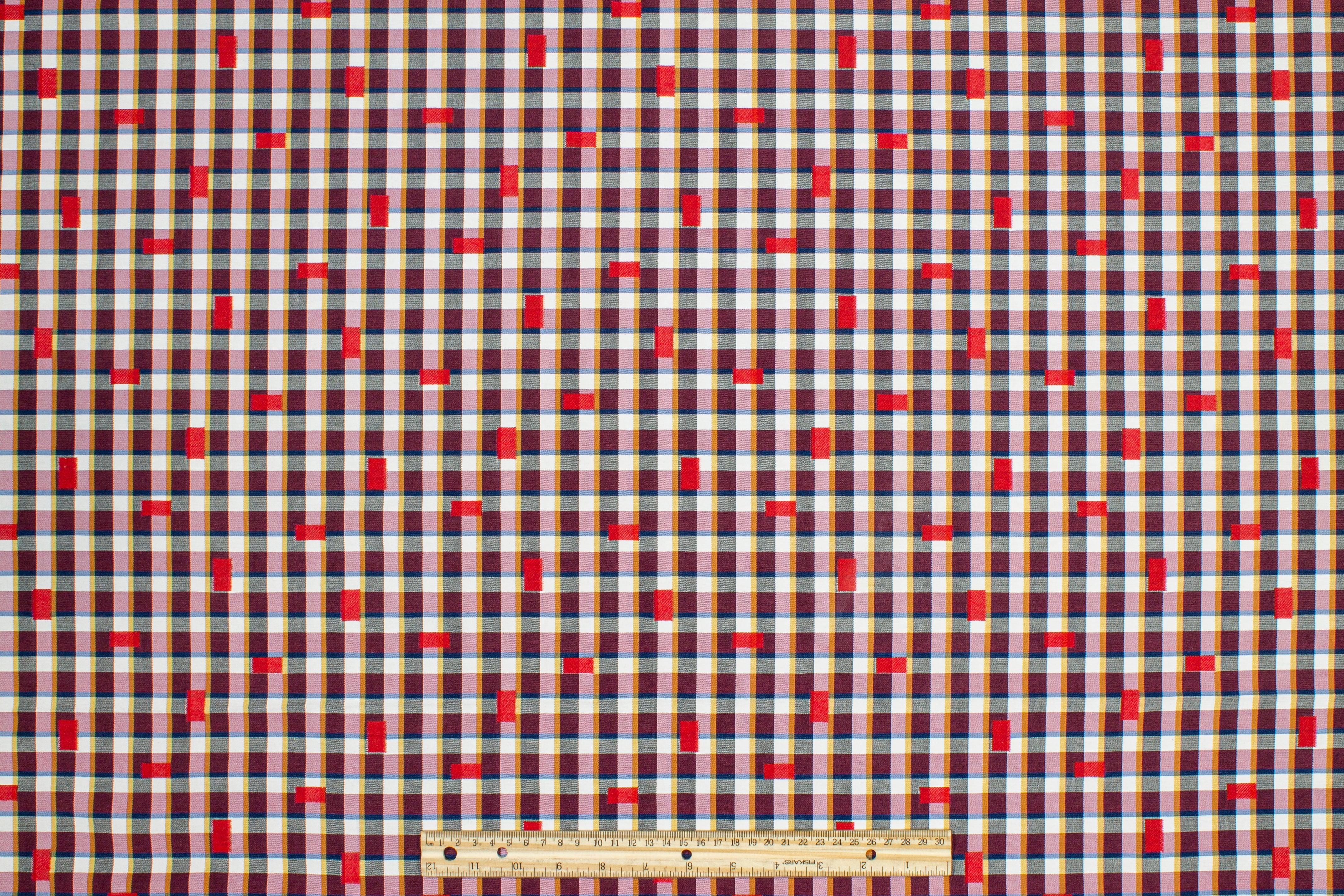 Embroidered Checked Cotton Twill - Prime Fabrics