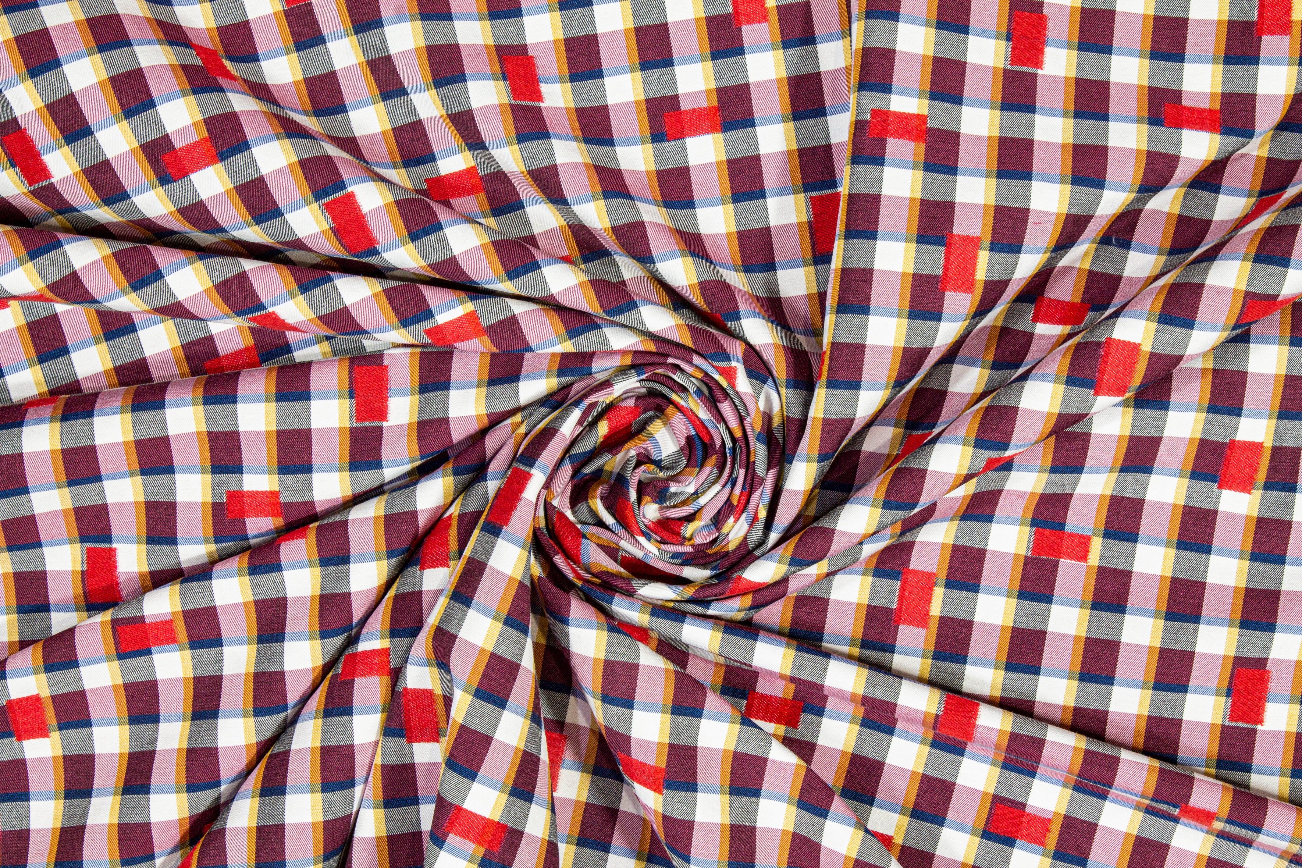 Embroidered Checked Cotton Twill - Prime Fabrics