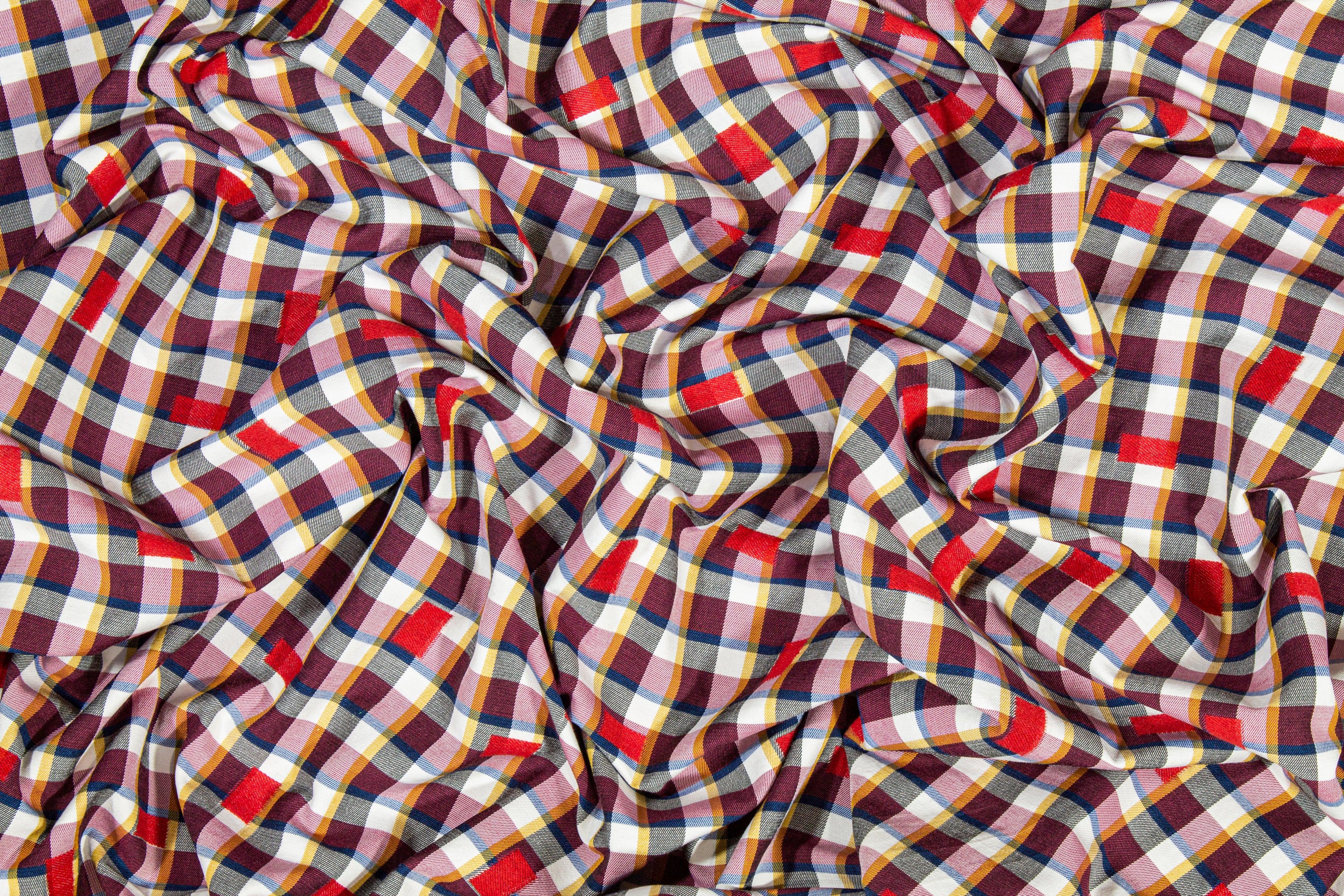 Embroidered Checked Cotton Twill - Prime Fabrics