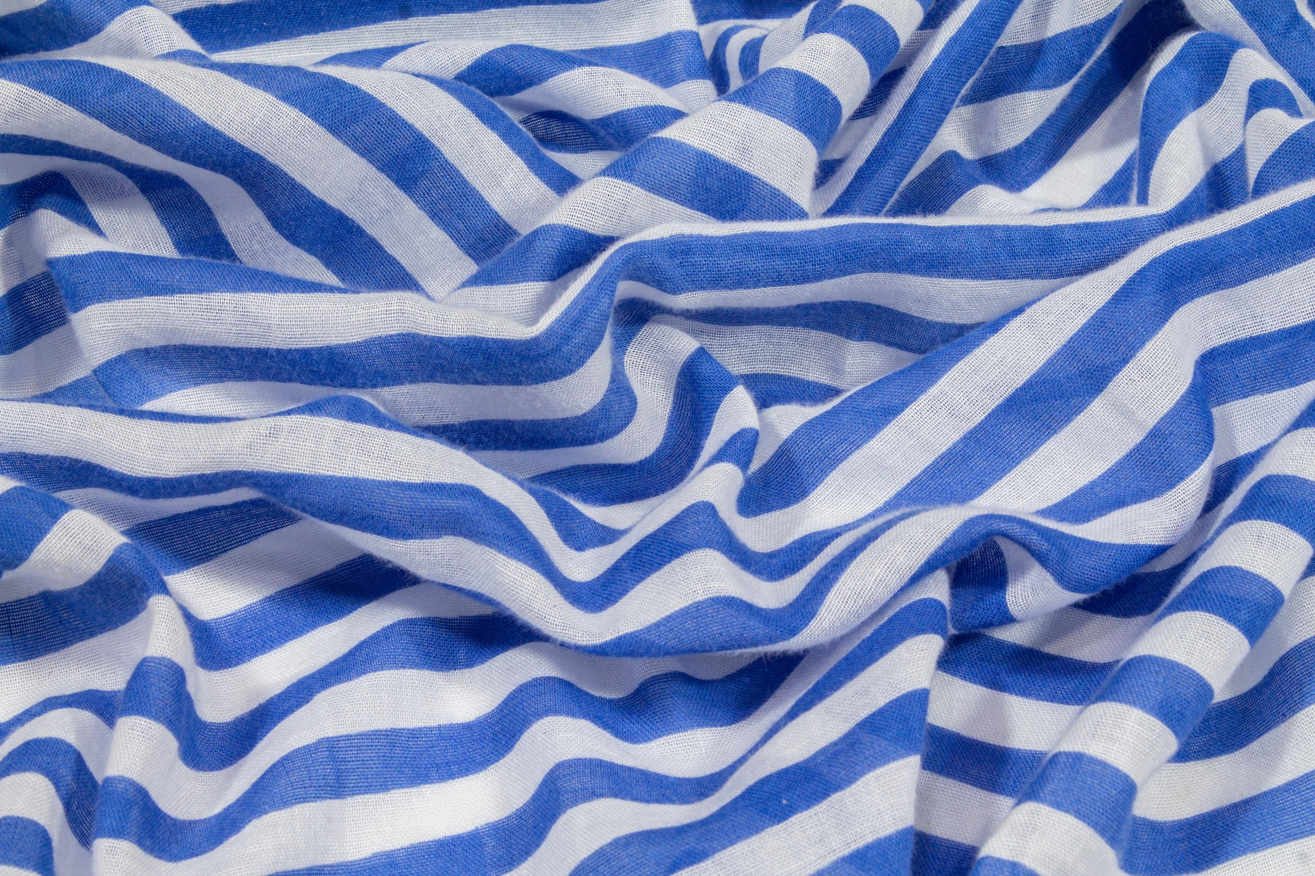Striped Cotton Voile - Blue and White - Prime Fabrics