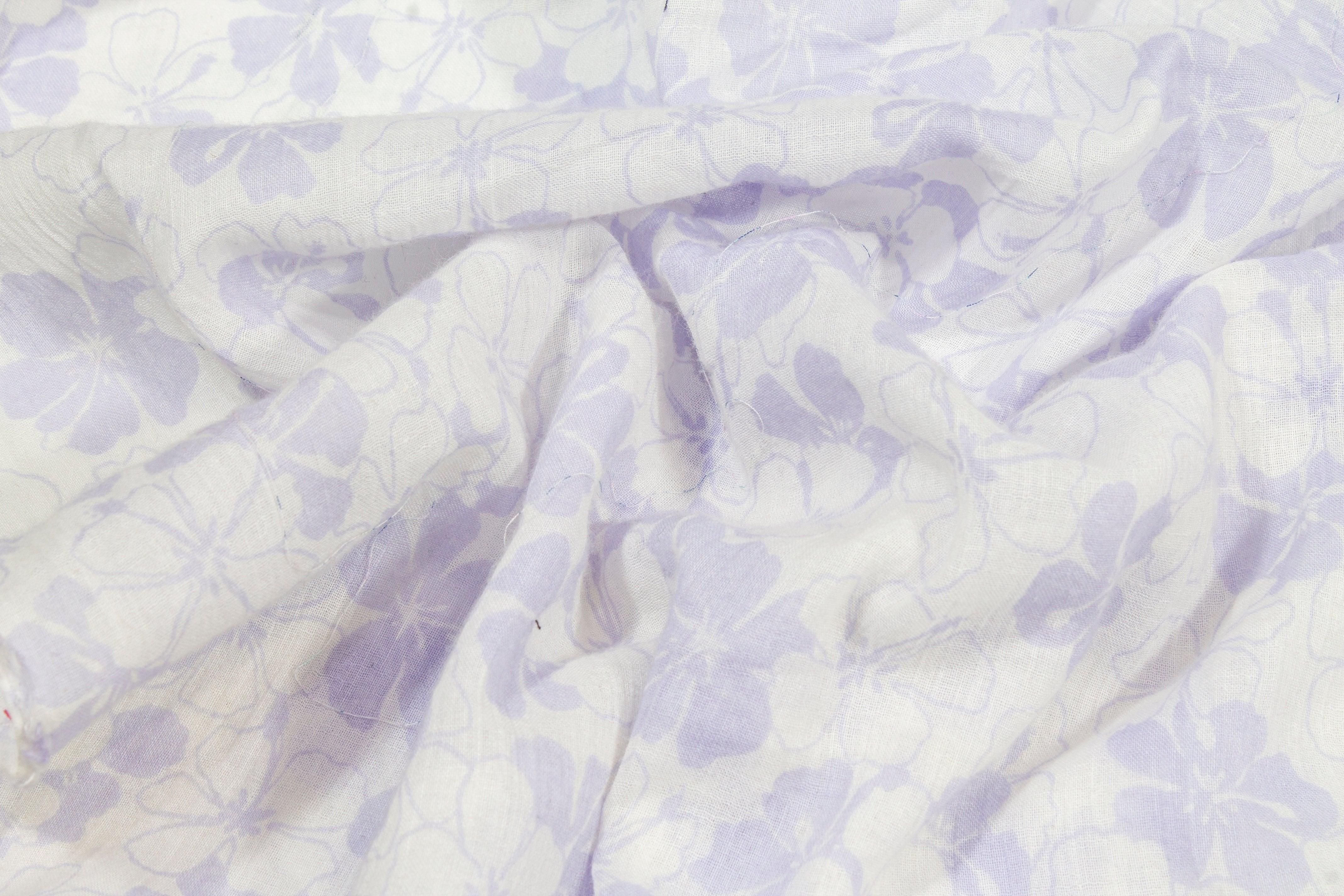 Floral Cotton Voile - Lavender and White - Prime Fabrics