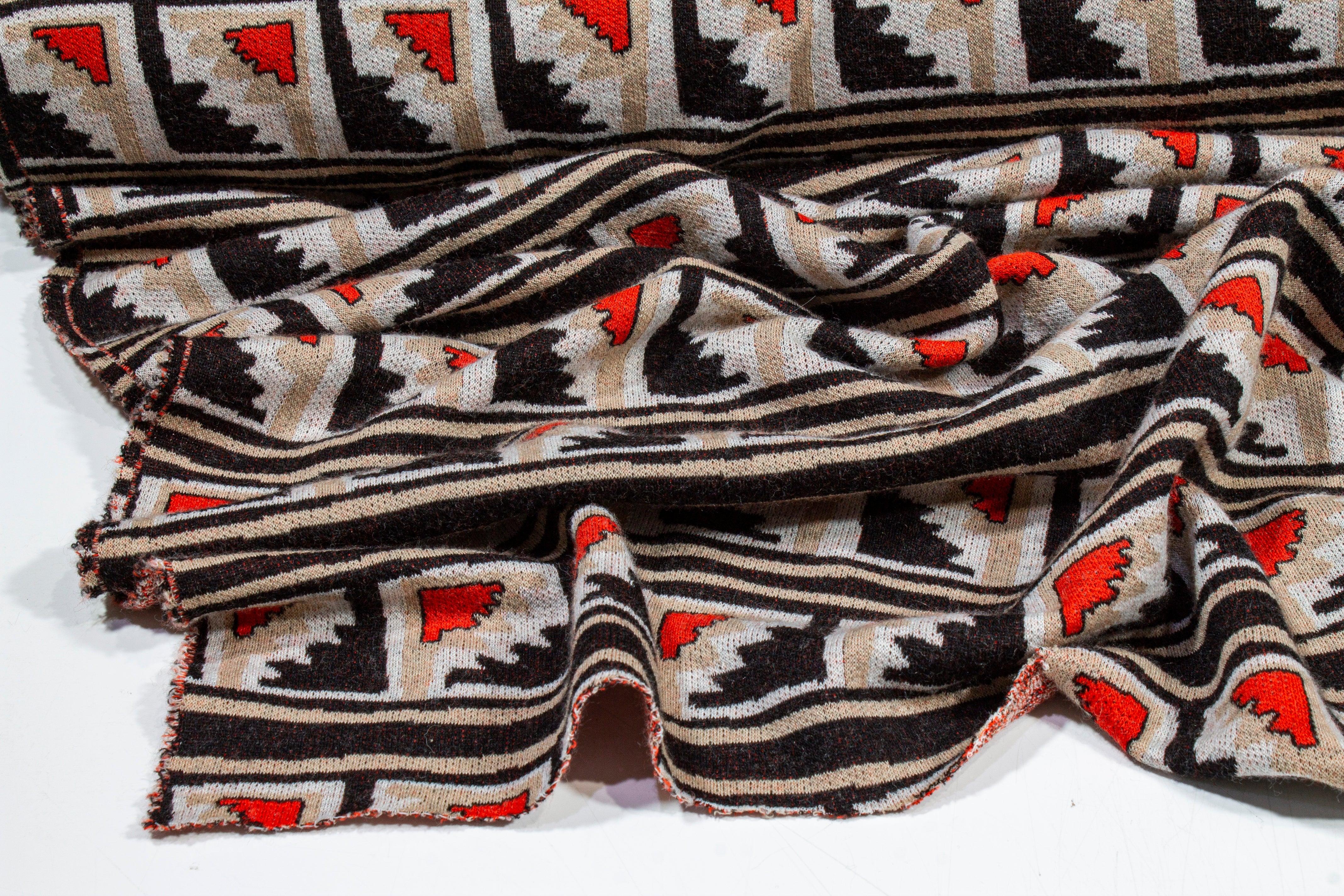 Brown, Beige and Orange Wool Jersey Knit - Prime Fabrics