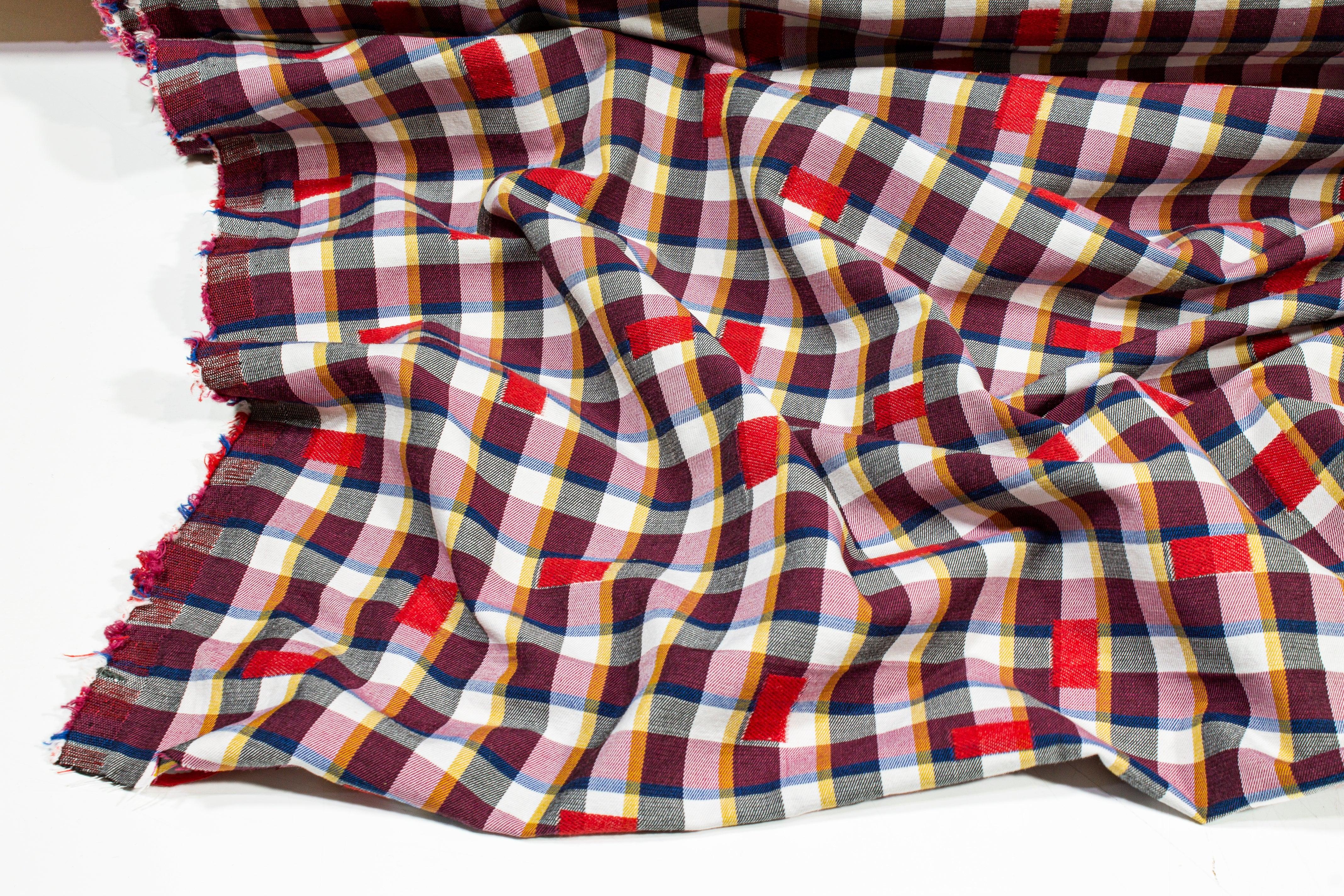 Embroidered Checked Cotton Twill - Prime Fabrics