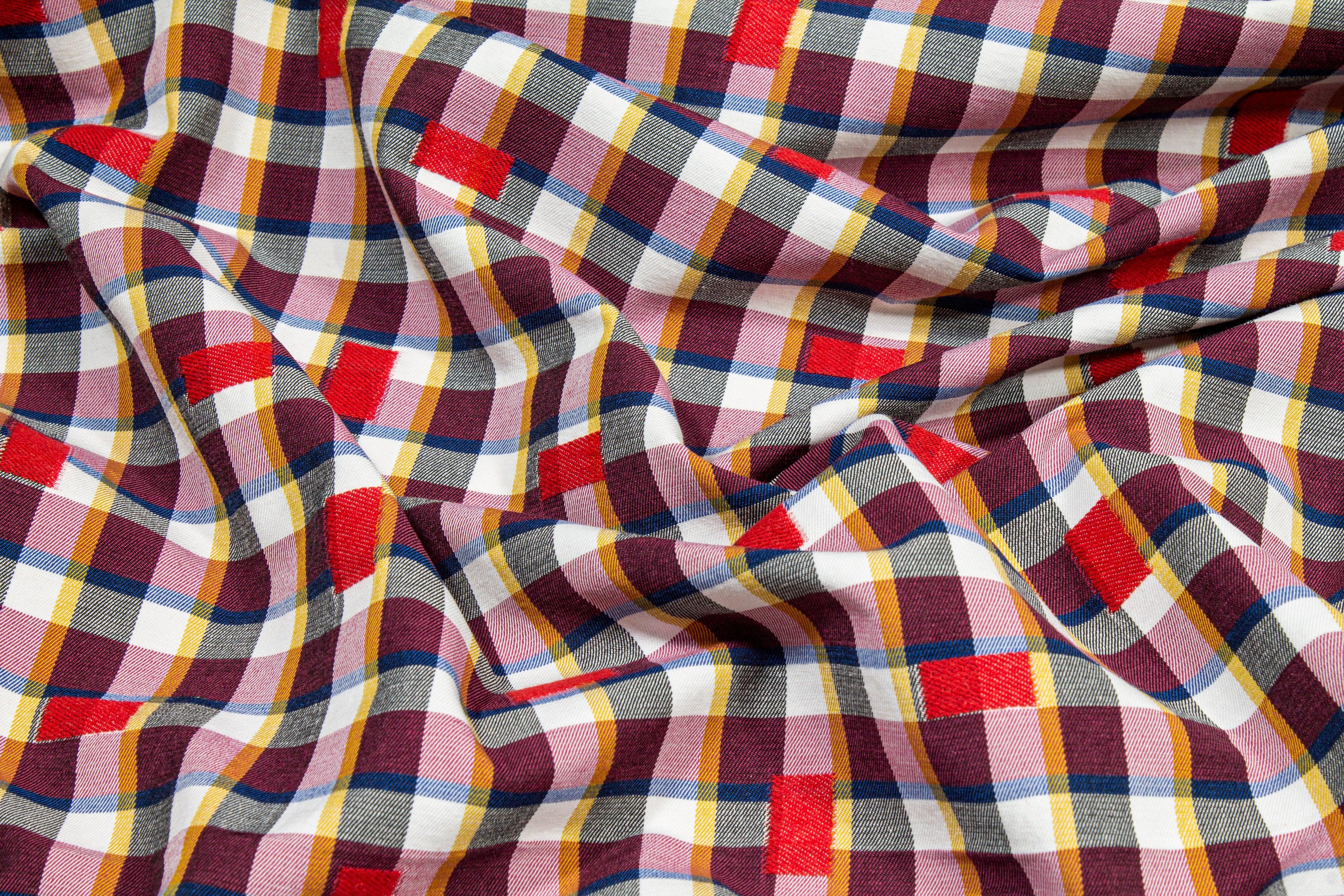Embroidered Checked Cotton Twill - Prime Fabrics