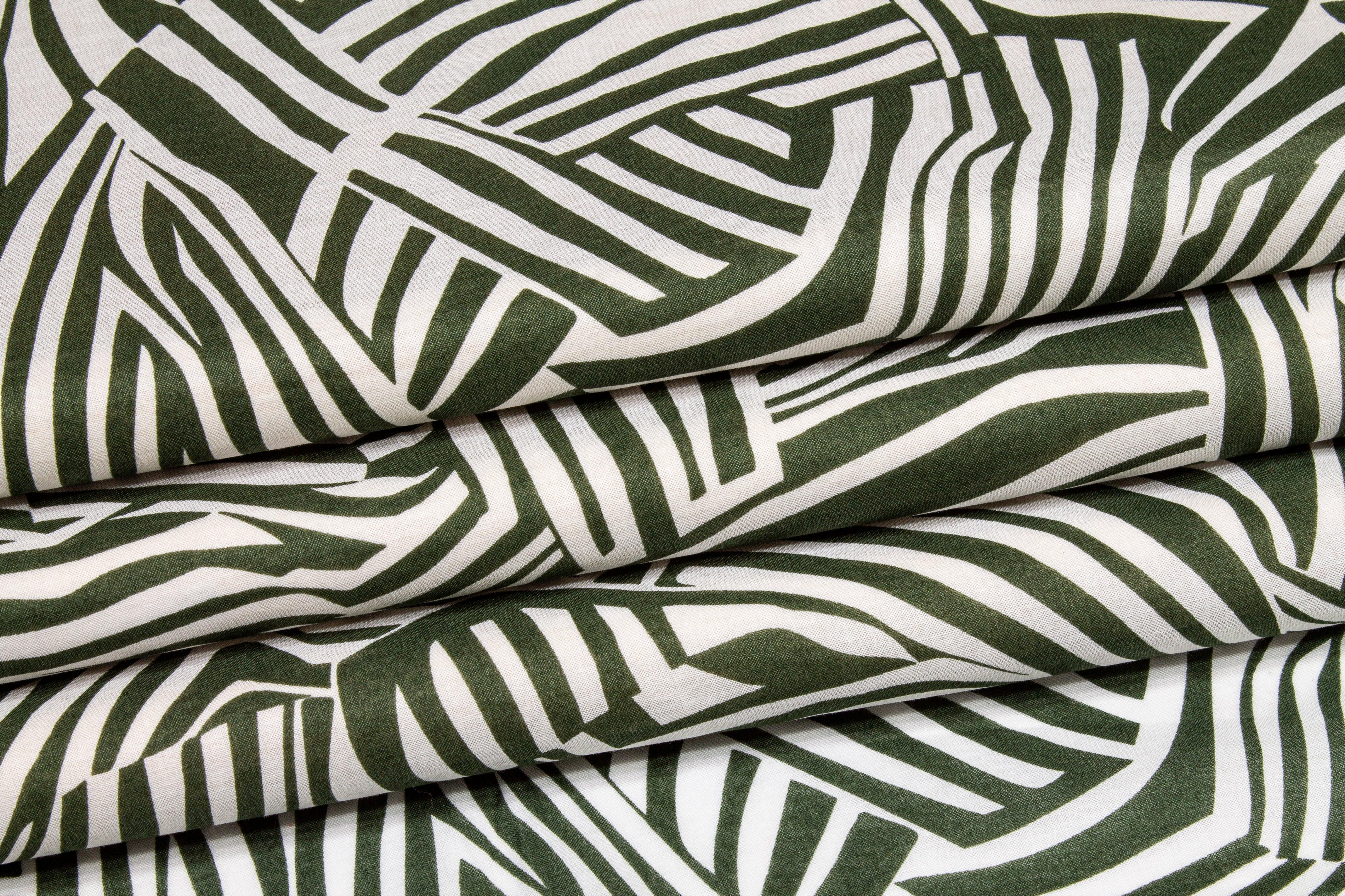 Abstract Zebra Print Cotton Voile - Green and White - Prime Fabrics