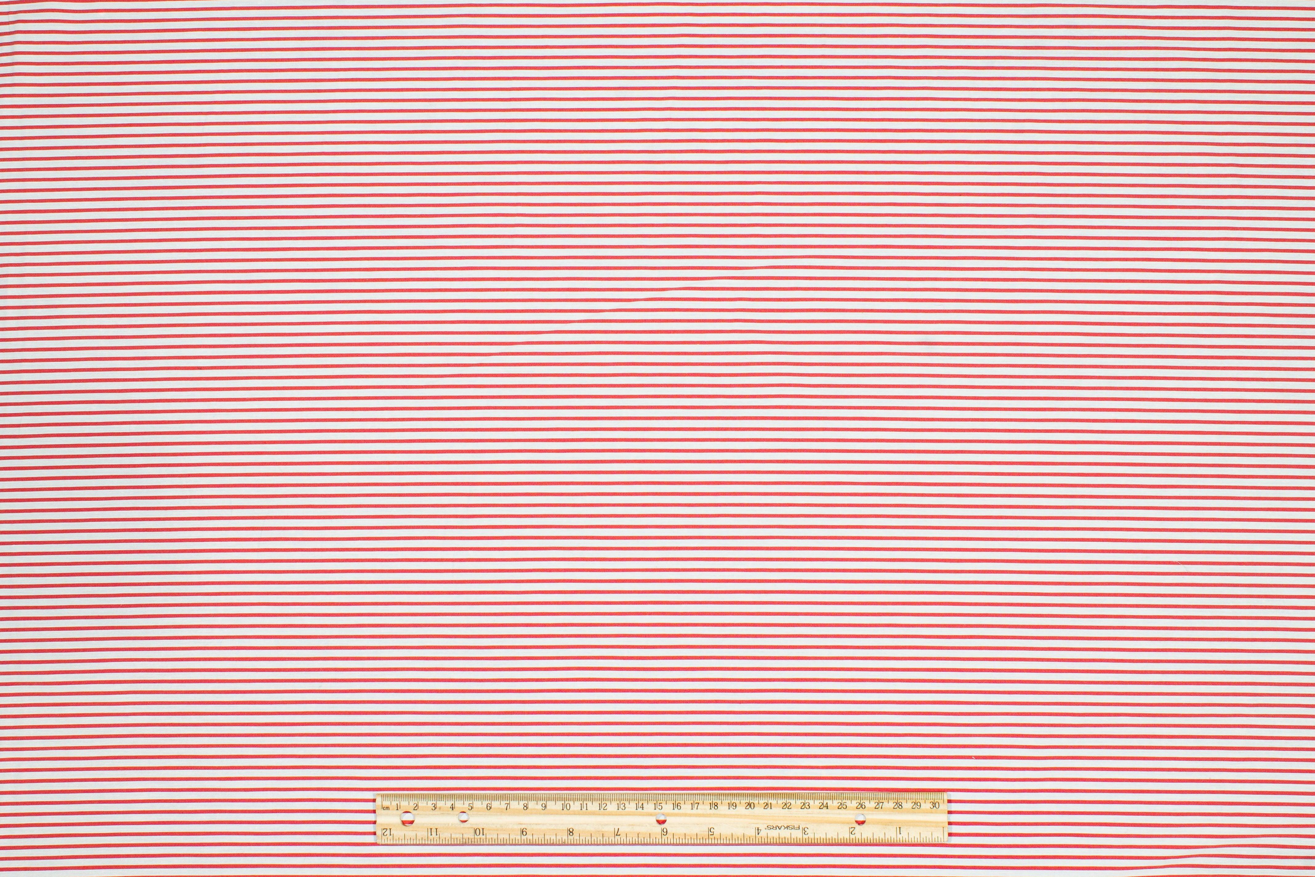 Striped Cotton Shirting - Red and White - Prime Fabrics