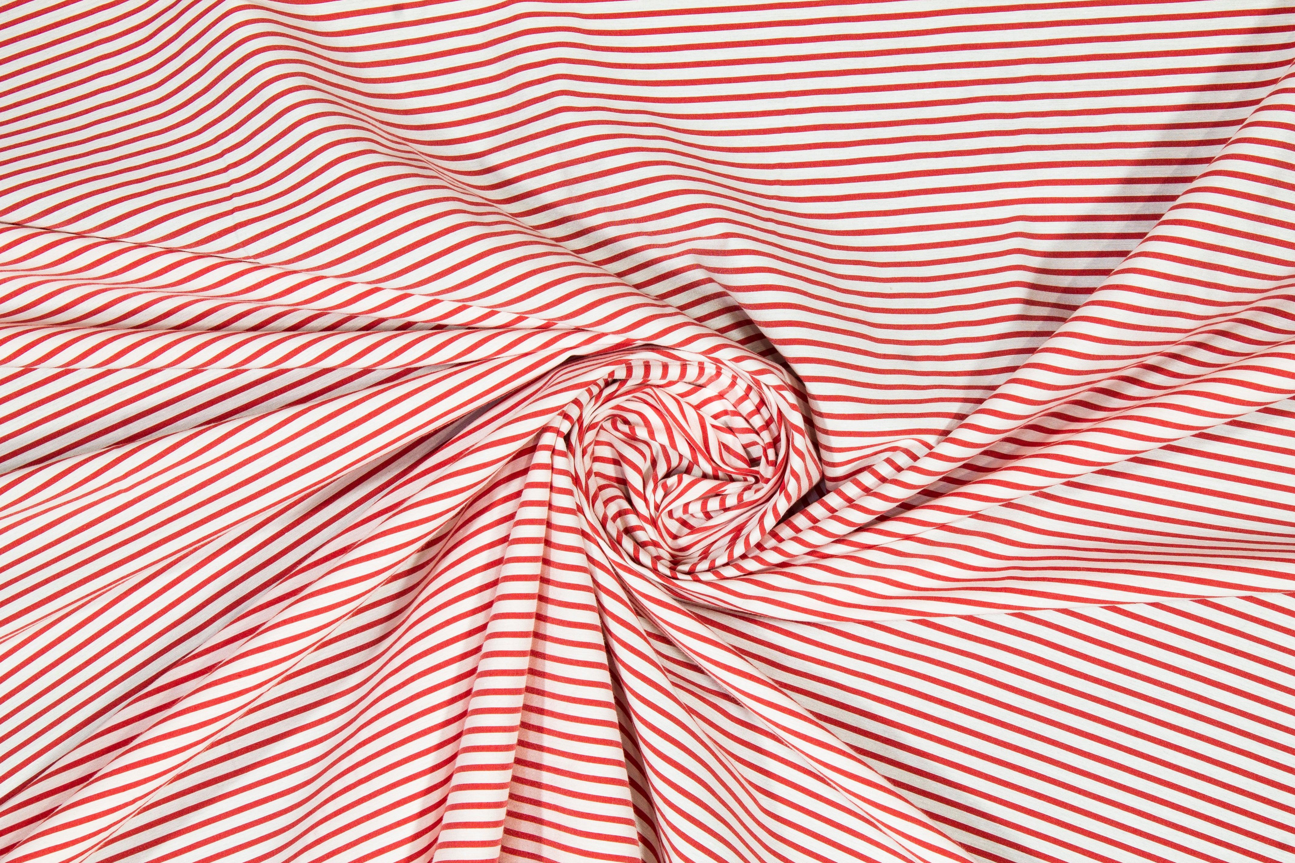 Striped Cotton Shirting - Red and White - Prime Fabrics
